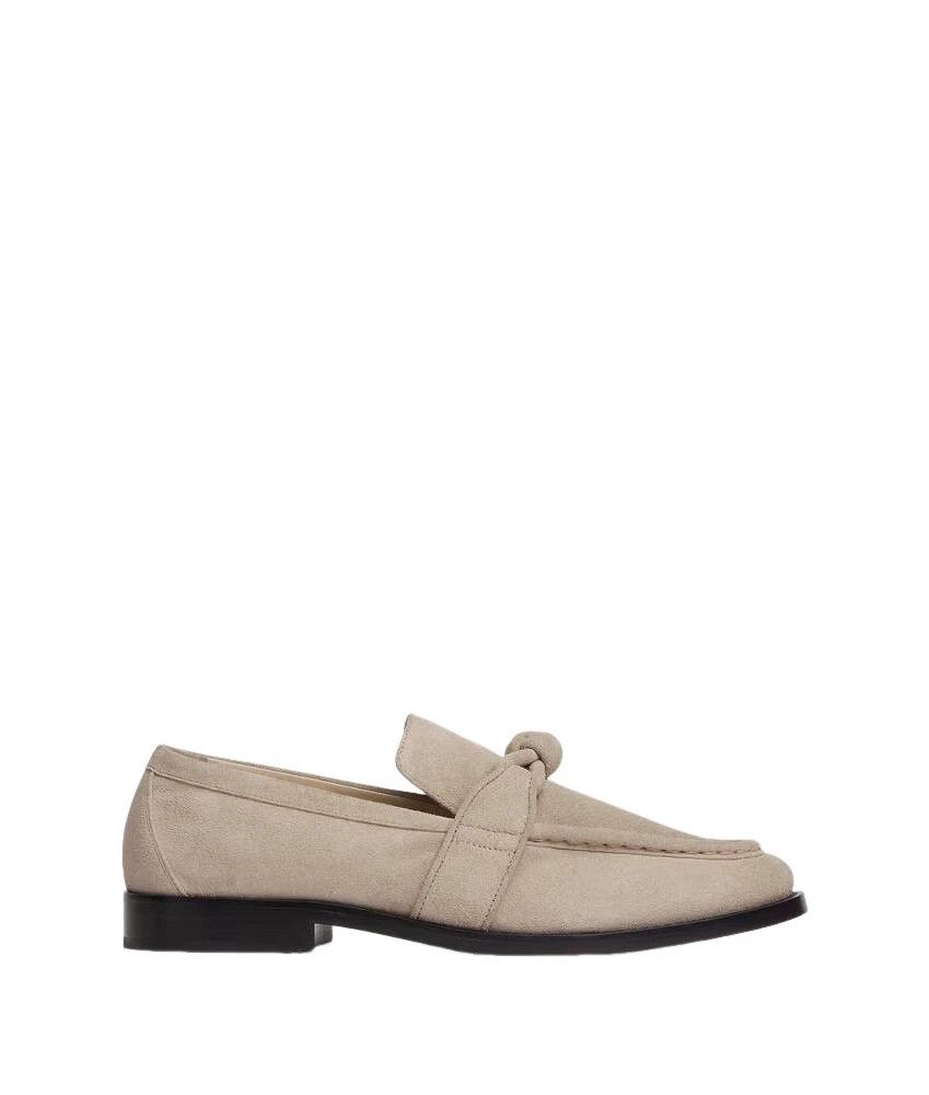 BOTTEGA VENETA Astaire Ecru Suede Loafers New Authentic
