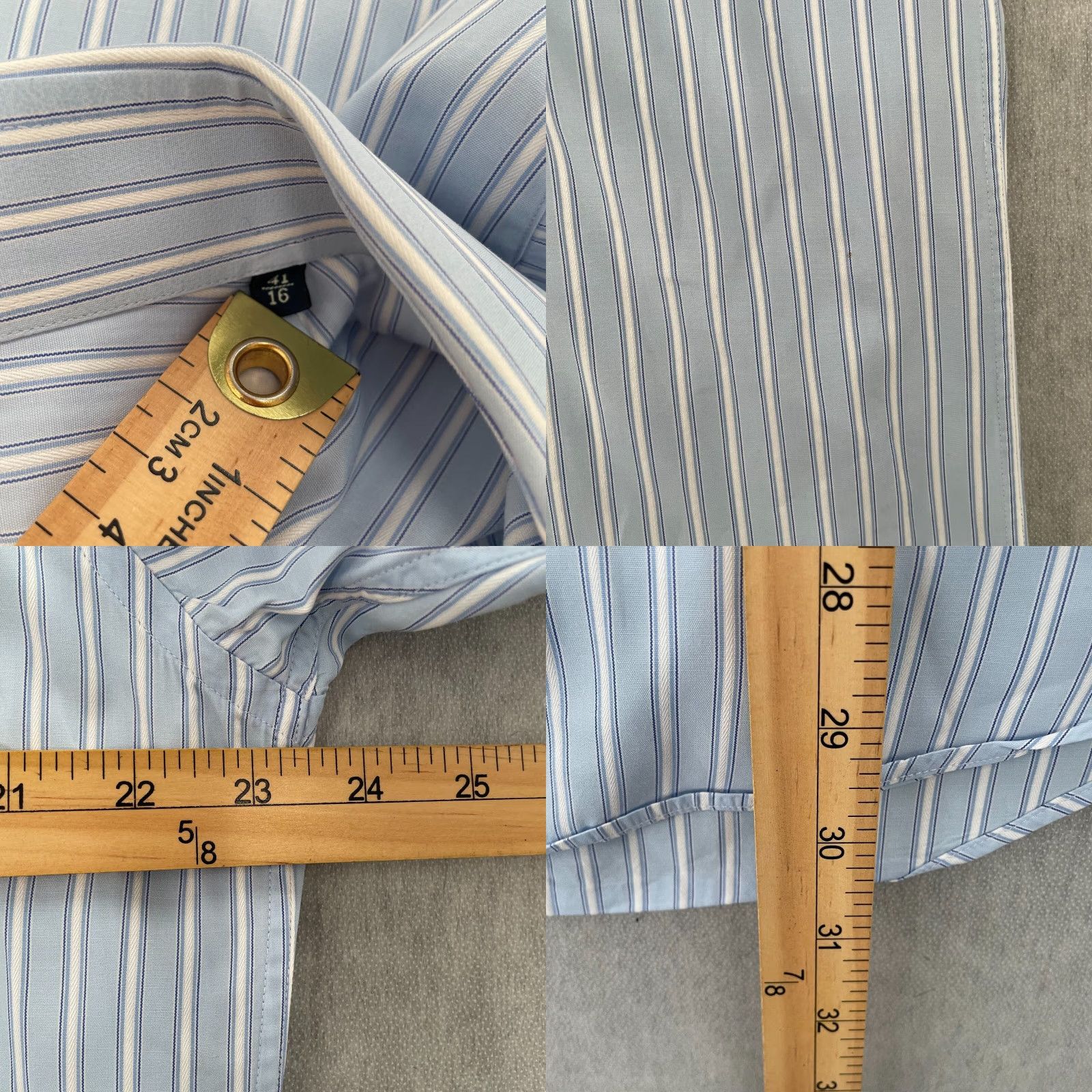 Canali VINTAGE Canali Dress Shirt Adult 16 Blue Striped Button Up Long Sleeve Cotton Italy Mens Size US L / EU 52-54 / 3 - 8 Thumbnail