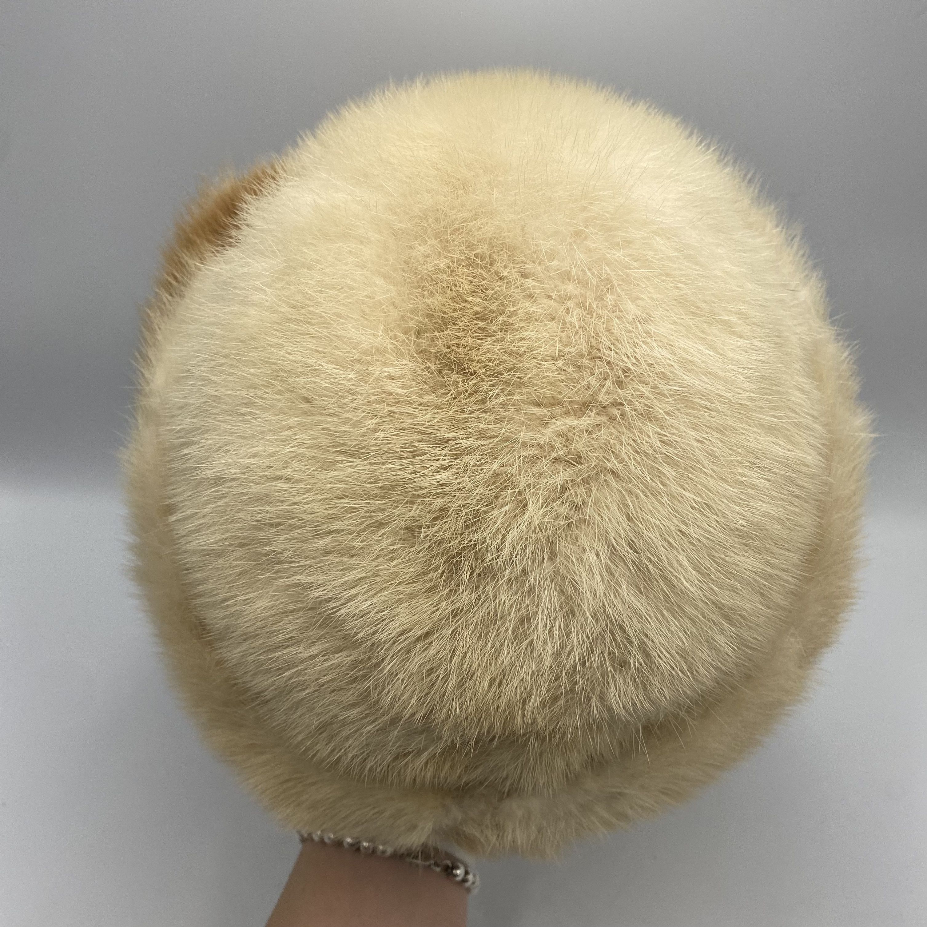 Vintage Vintage Women’s Mink Fur Hat Beige Size S 1980s Ukraine Size ONE SIZE - 5 Thumbnail