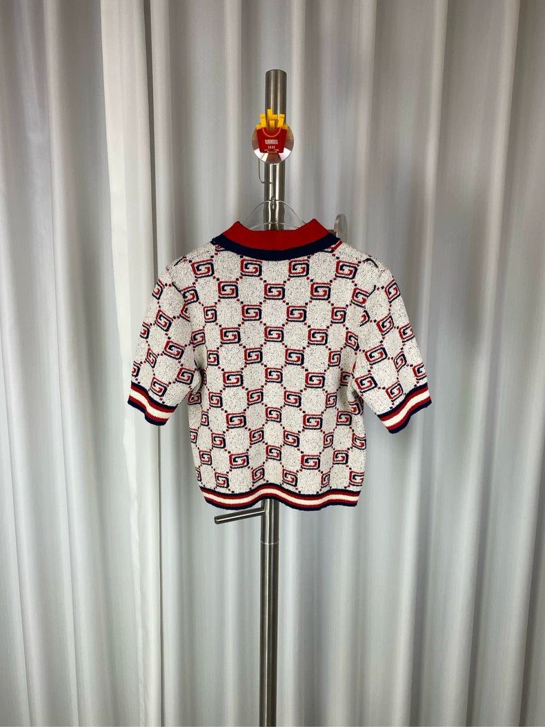 Gucci Gucci SS23 Full Logo jacquard knitted short-sleeved Polo sh Size XS / US 0-2 / IT 36-38 - 2 Thumbnail