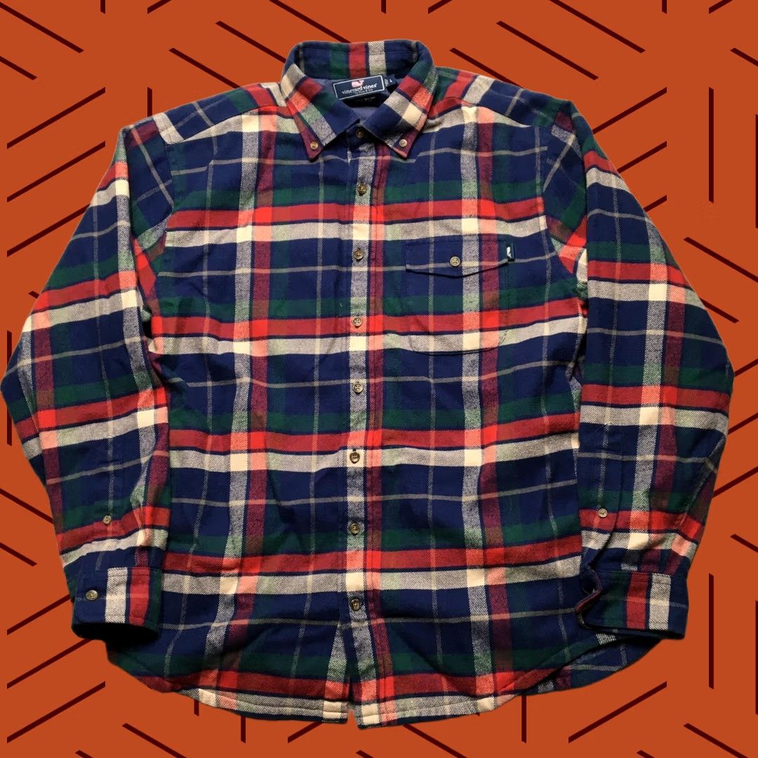 Vineyard Vines Vineyard Vines Crosby Shirt Mens L Blue Plaid Flannel Windbreaker Lined Button-Up Long Sleeve Casual Winter Size US L / EU 52-54 / 3 - 1 Thumbnail