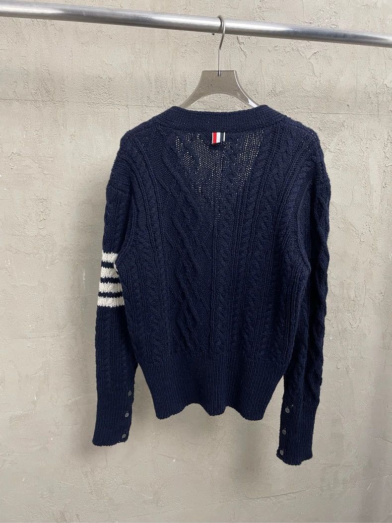 Thom Browne Thom browne Dark blue four-striped coarse-woven wool horseh Size US M / EU 48-50 / 2 - 2 Thumbnail