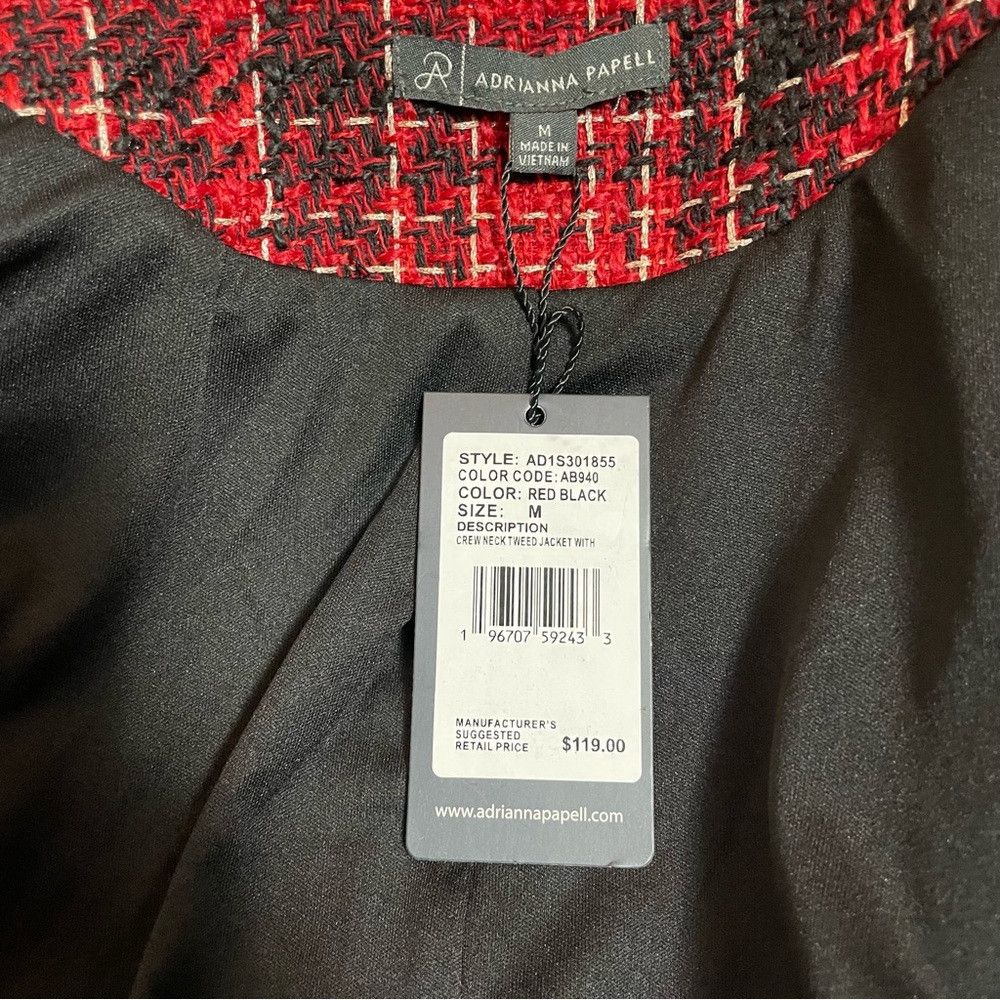 Adrianna Papell NWT New $119 Adrianna Papell Red Black Tweed Jacket Size M Size M / US 6-8 / IT 42-44 - 5 Thumbnail