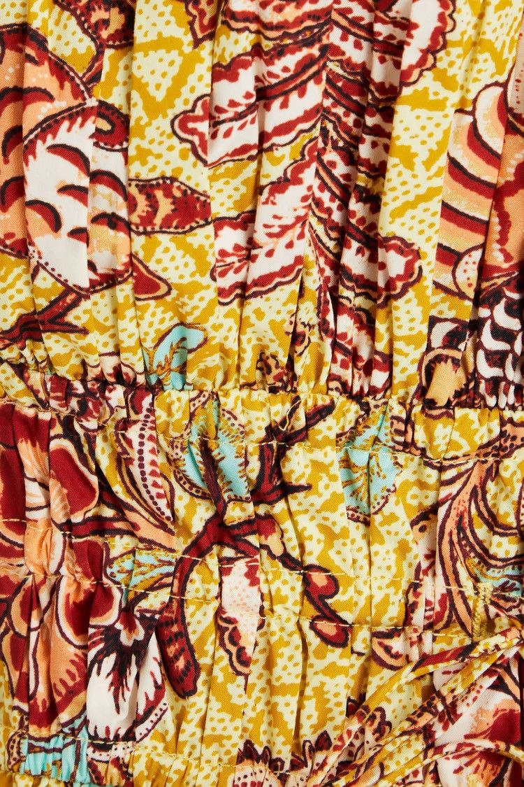 Ulla Johnson ULLA JOHNSON Alo shirred printed cotton-poplin playsuit Size 30" / US 8 / IT 44 - 7 Thumbnail