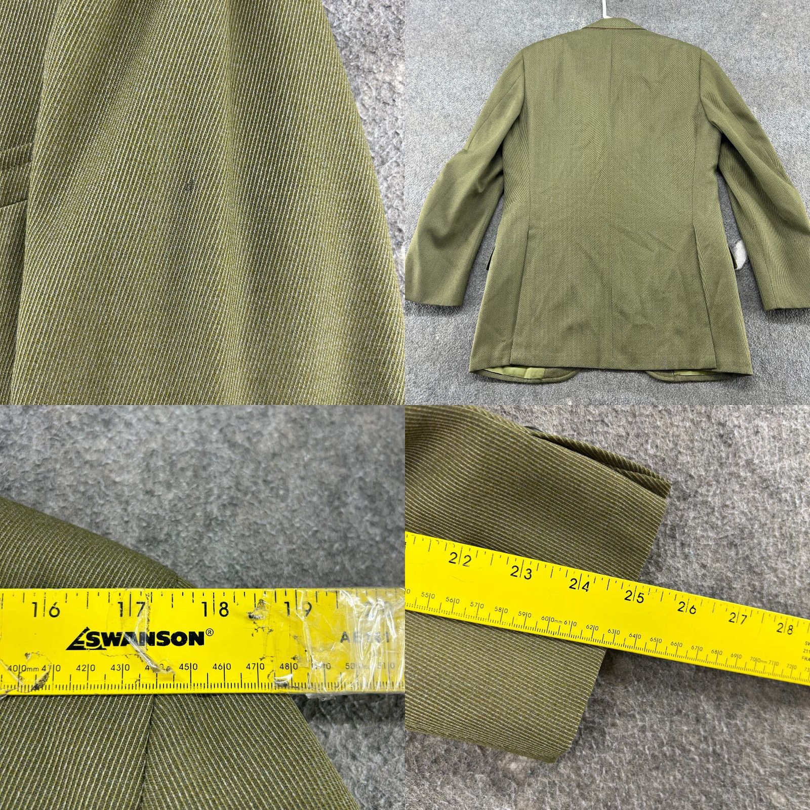 Vintage VINTAGE David Stephen Jacket Mens 42 Green Wool Tweed Blazer Sport Coat Pea Coat 60s Mens Size 42R - 8 Thumbnail