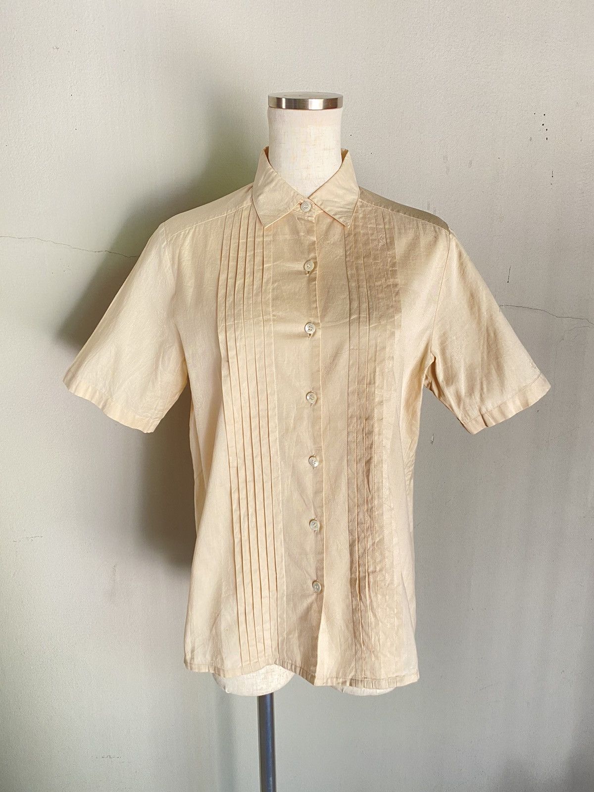Burberry BURBERRY Beige Pleated Button-Up Shirt Size M / US 6-8 / IT 42-44 - 17 Thumbnail