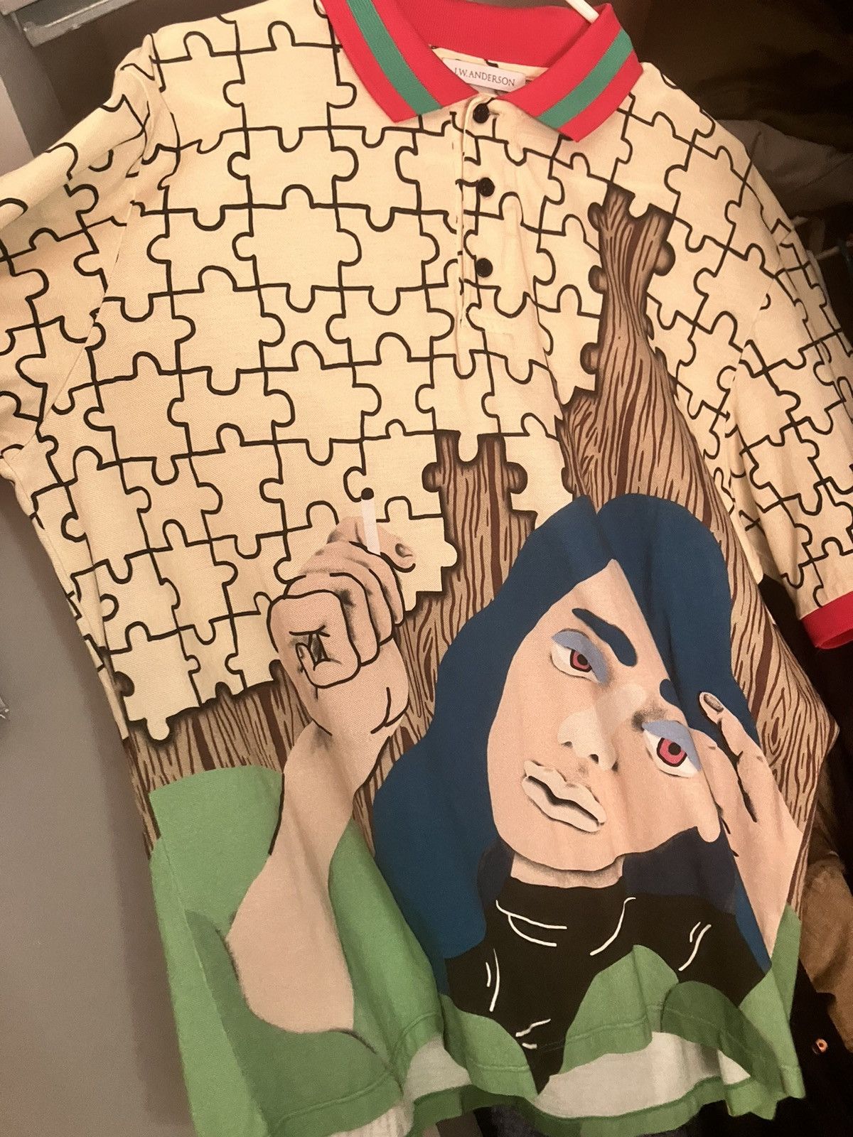 image of J W Anderson Jw Anderson Smoking Puzzle Polo, Men's (Size Large)