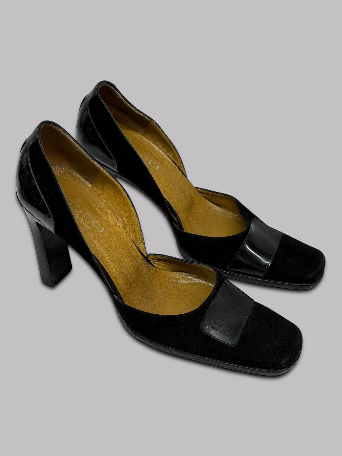 Gucci Vintage Gucci Tom Ford 2000s Rare D’Orsay Block Heel Suede Size US 9 / IT 39 - 1 Thumbnail