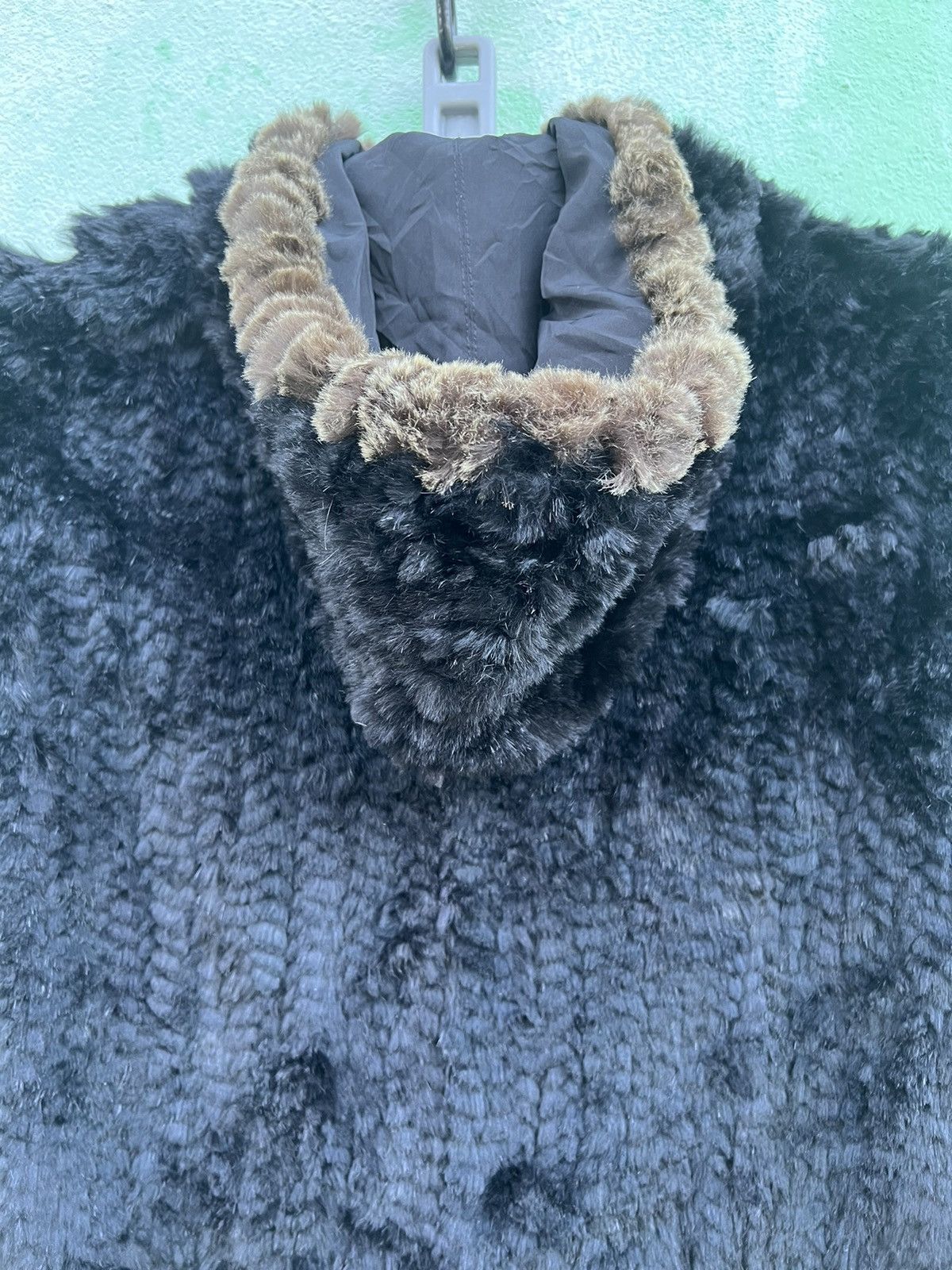 Leather Furugi USED vintage 100% silk rabbit fur reversible jacket Size US L / EU 52-54 / 3 - 15 Thumbnail