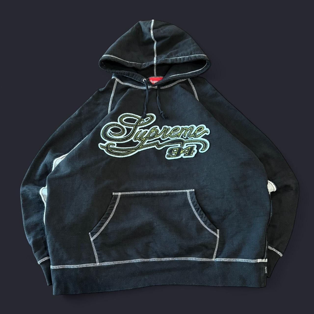 Supreme Supreme Paneled Script Hooded Sweatshirt Size US M / EU 48-50 / 2 - 1 Thumbnail