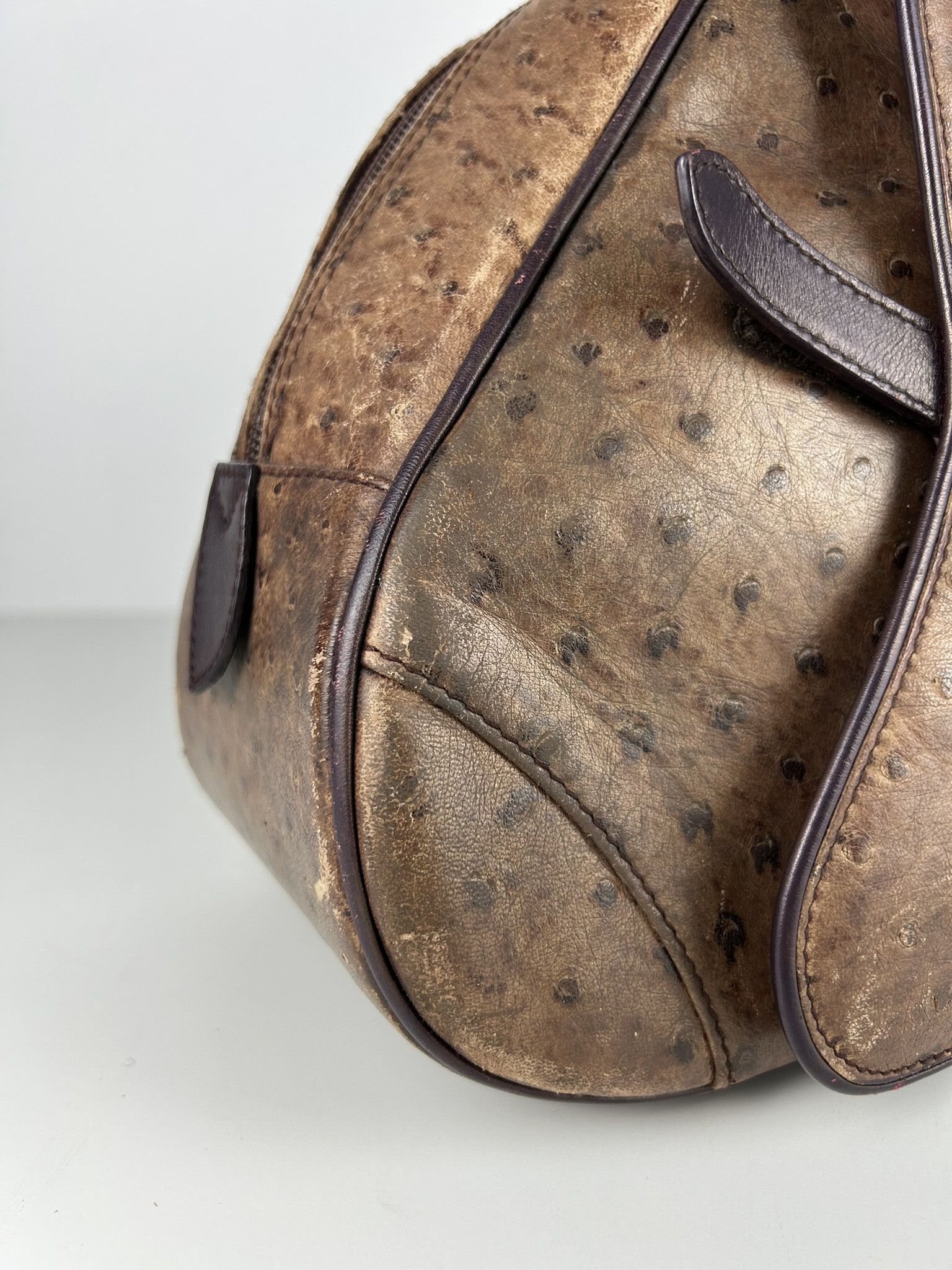 Dior 2000 Dior by John Galliano double saddle leather bowling bag Size ONE SIZE - 7 Thumbnail