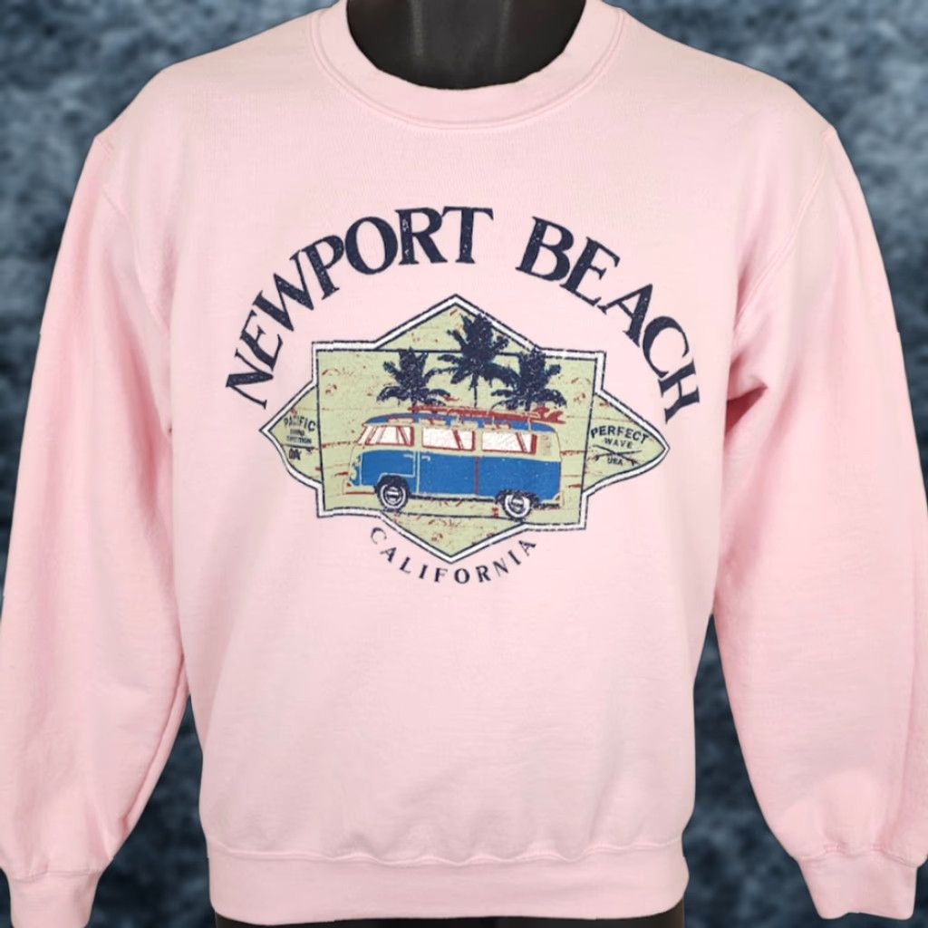 Gildan Newport Beach Sweatshirt Mens Size S Pink Surfing Palm Trees California Size US S / EU 44-46 / 1 - 1 Thumbnail