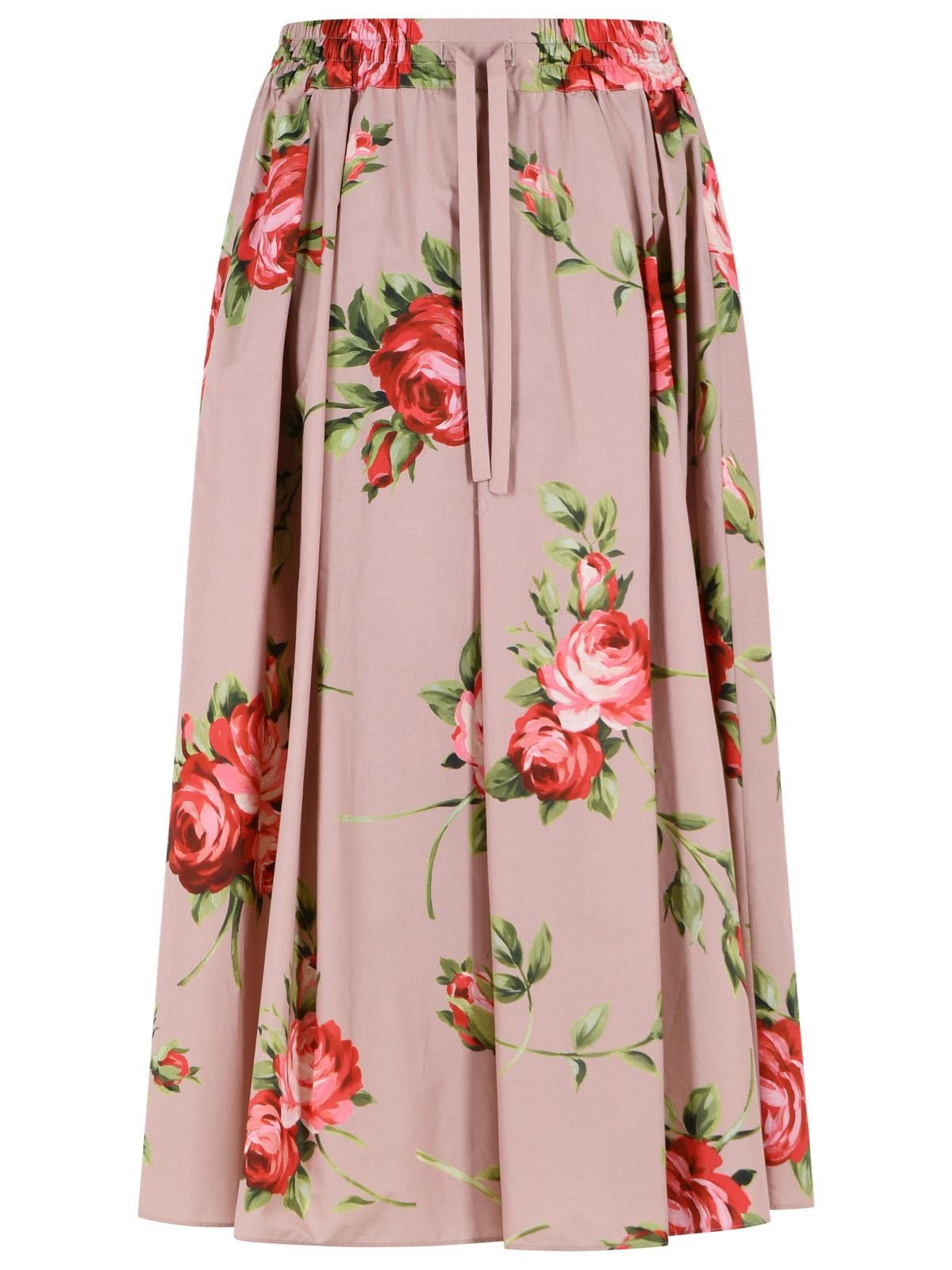 Dolce & Gabbana DOLCE & GABBANA Rose On Base Rose Bouquet Print Midi Skirt Size 28" / US 6 / IT 42 - 1 Thumbnail