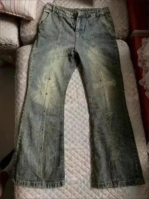 Designer washed jeans with print and flares Size US 30 / EU 46 - 2 Thumbnail