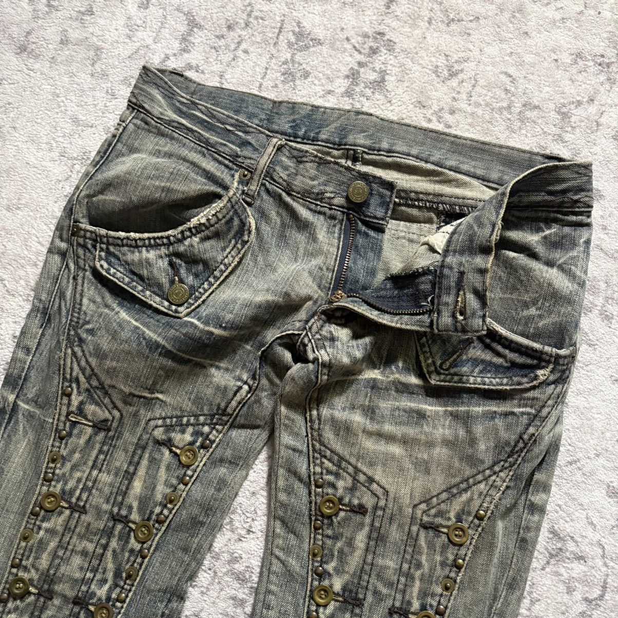 Tornado Mart Tornado Mart Buttoned Studded Flared Denim Jeans Blue | S Size US 30 / EU 46 - 6 Thumbnail