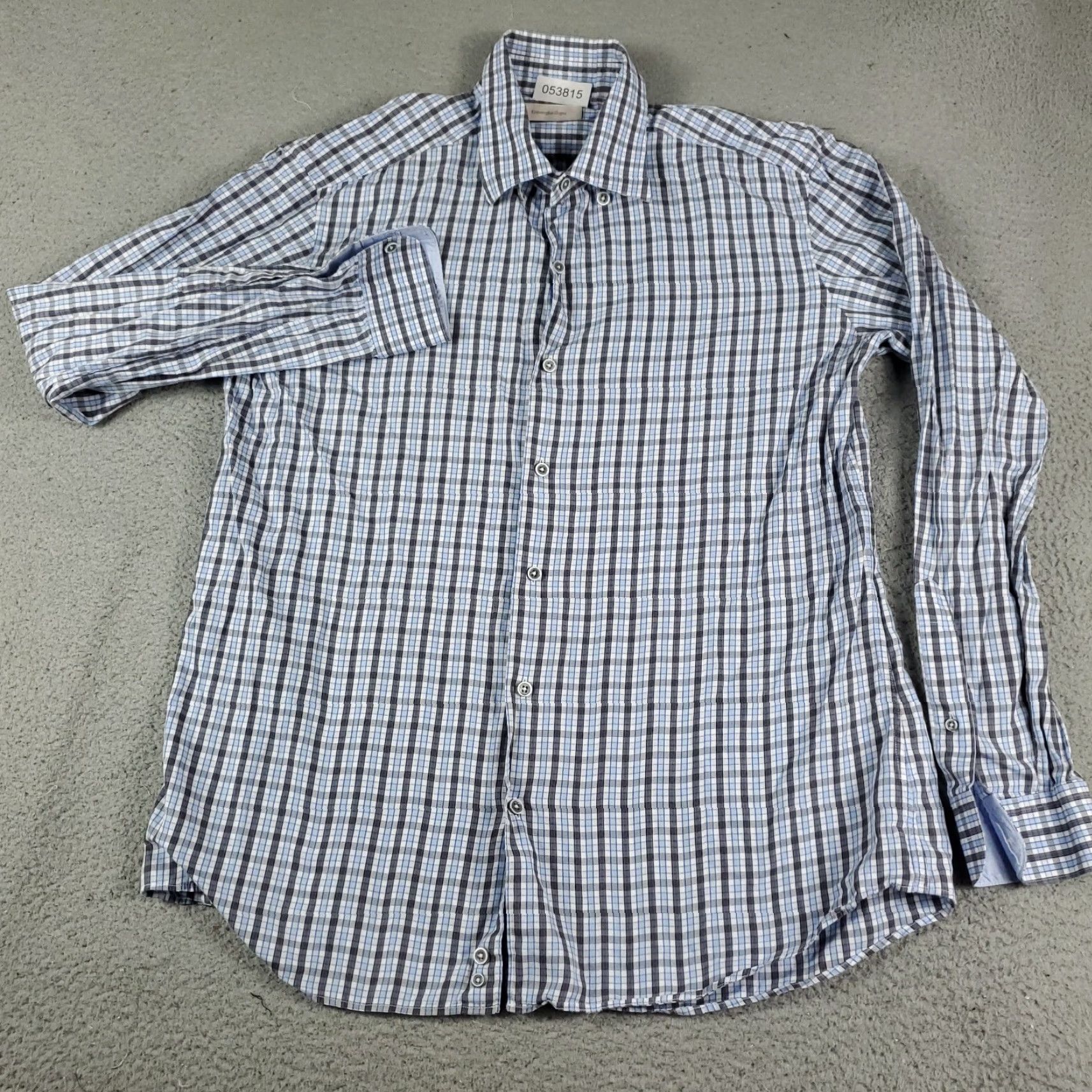 Ermenegildo Zegna Ermenegildo Zegna Blue Plaid Button-Up Shirt Men’s XL Long Sleeve Casual Modern Size US XL / EU 56 / 4 - 2 Thumbnail