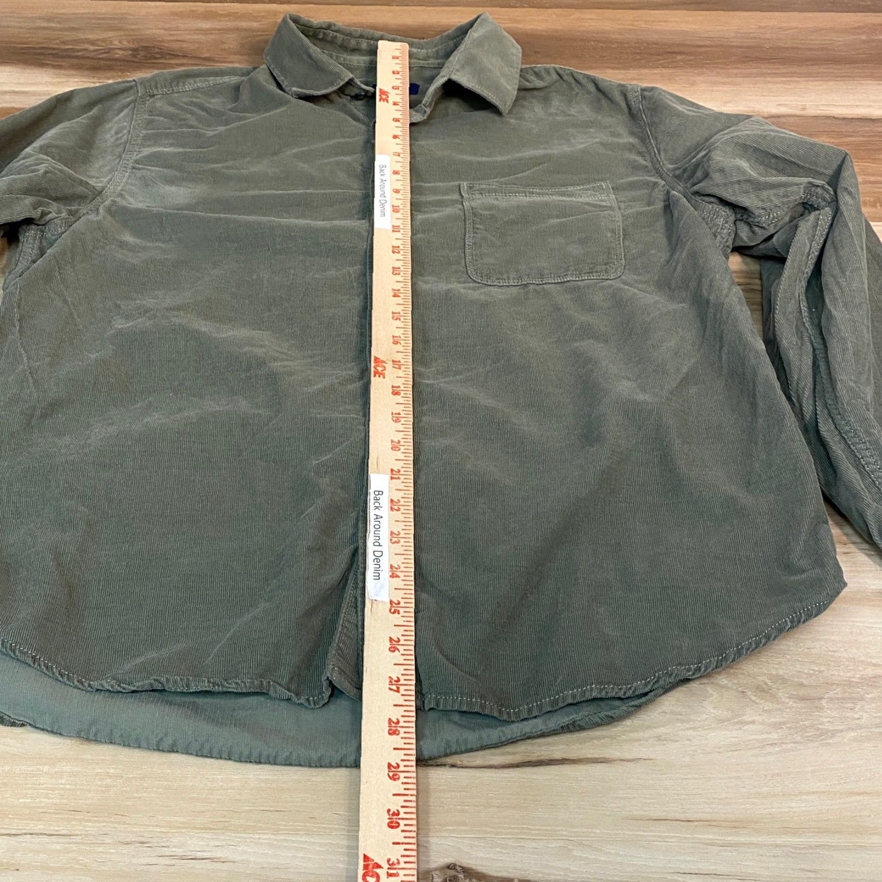 George George Shirt Long Sleeve Corduroy Button-Up Men Large Green Casual Work Size US L / EU 52-54 / 3 - 4 Thumbnail