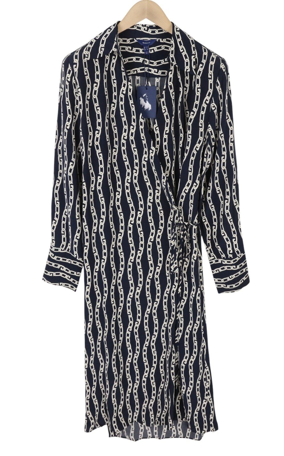 blue chain print dress Women's Chain Reaction Chain Print Satin Maxi Dress in Blue main image 1