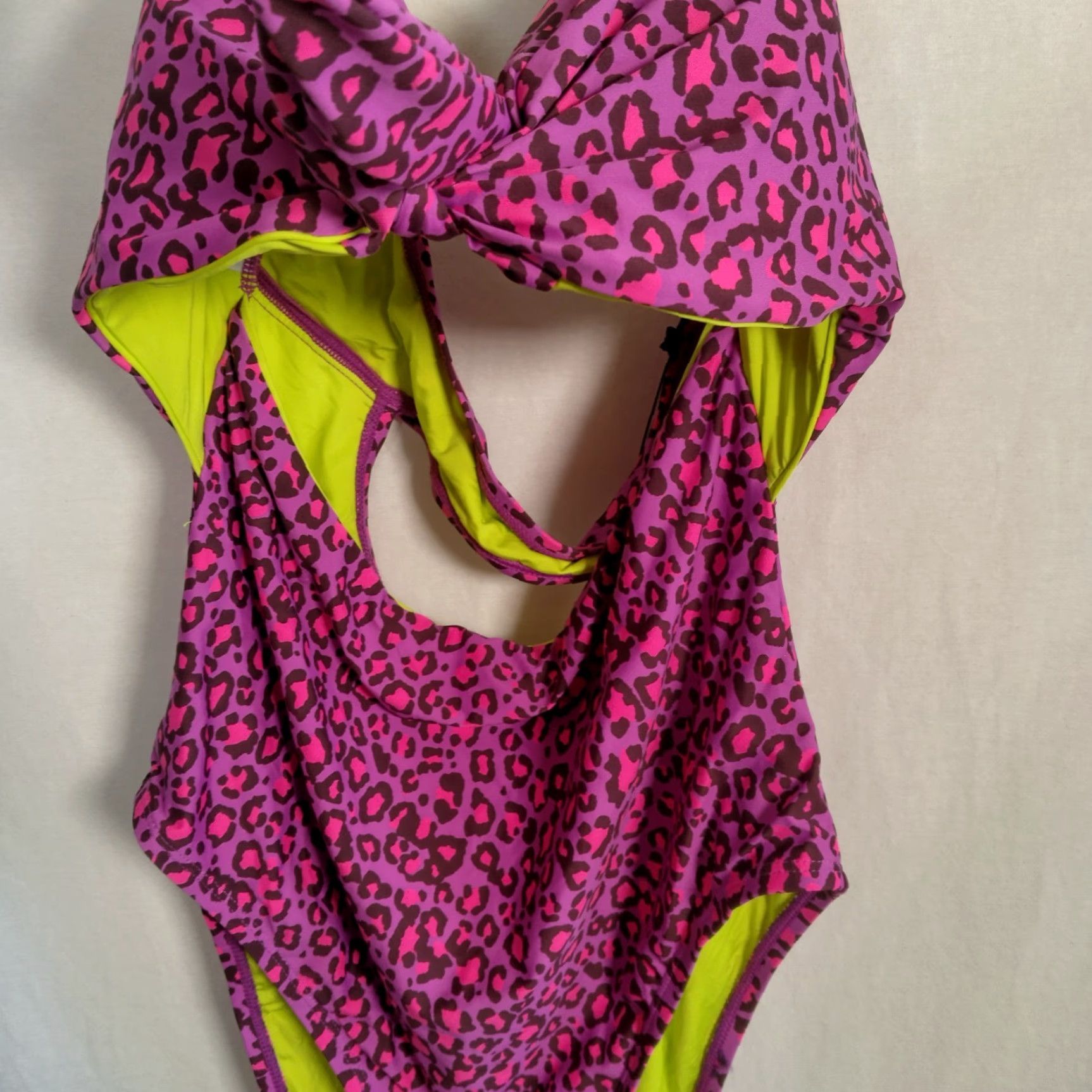 BCBGeneration BCBGeneration Bandeau Bathing Suit XL Purple Pink Animal Print Neon Womens Size XL / US 12-14 / IT 48-50 - 3 Thumbnail