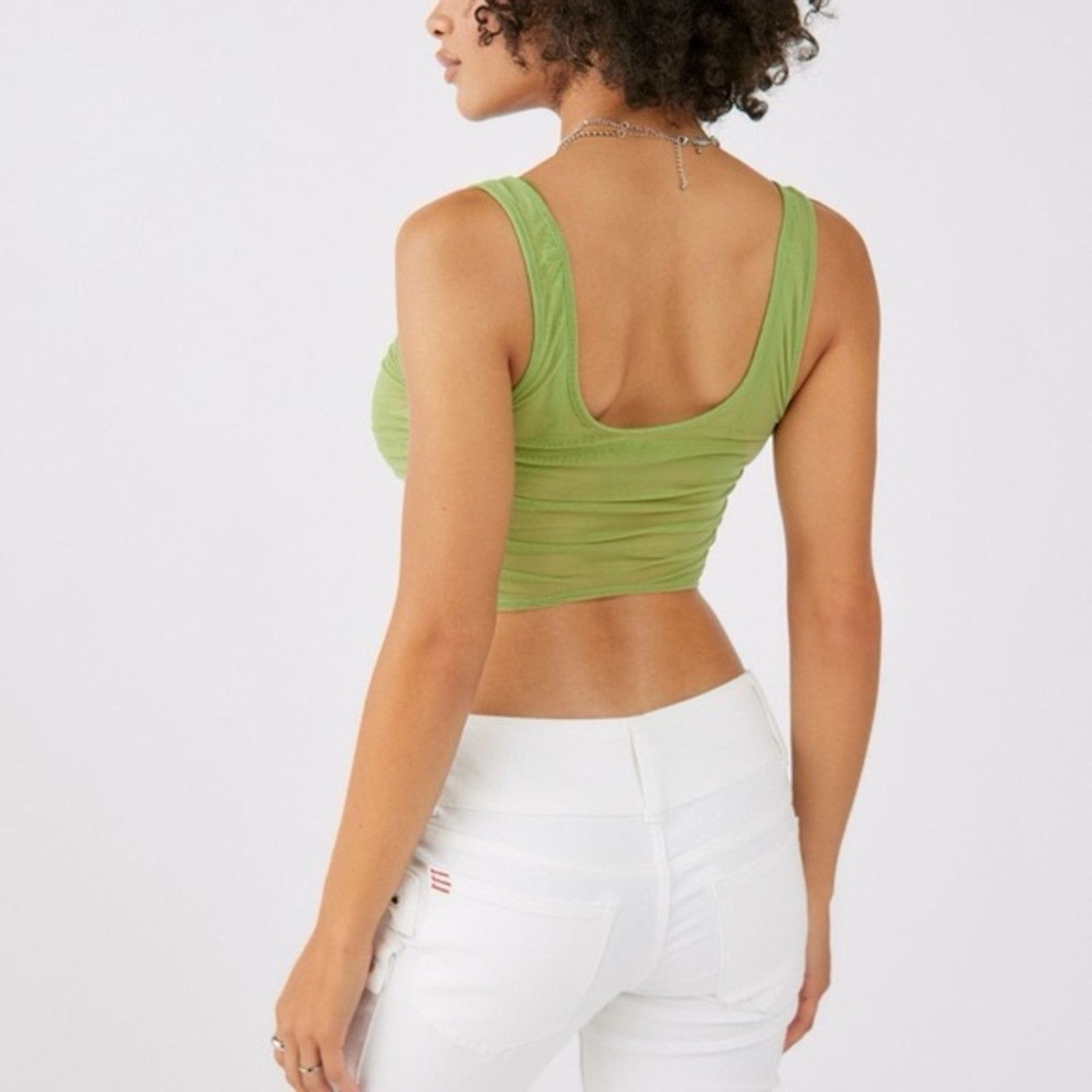 Urban Outfitters Urban Outfitters NWT Ruched Lace Up Crop Sheer Tank Womens M Size M / US 6-8 / IT 42-44 - 2 Thumbnail
