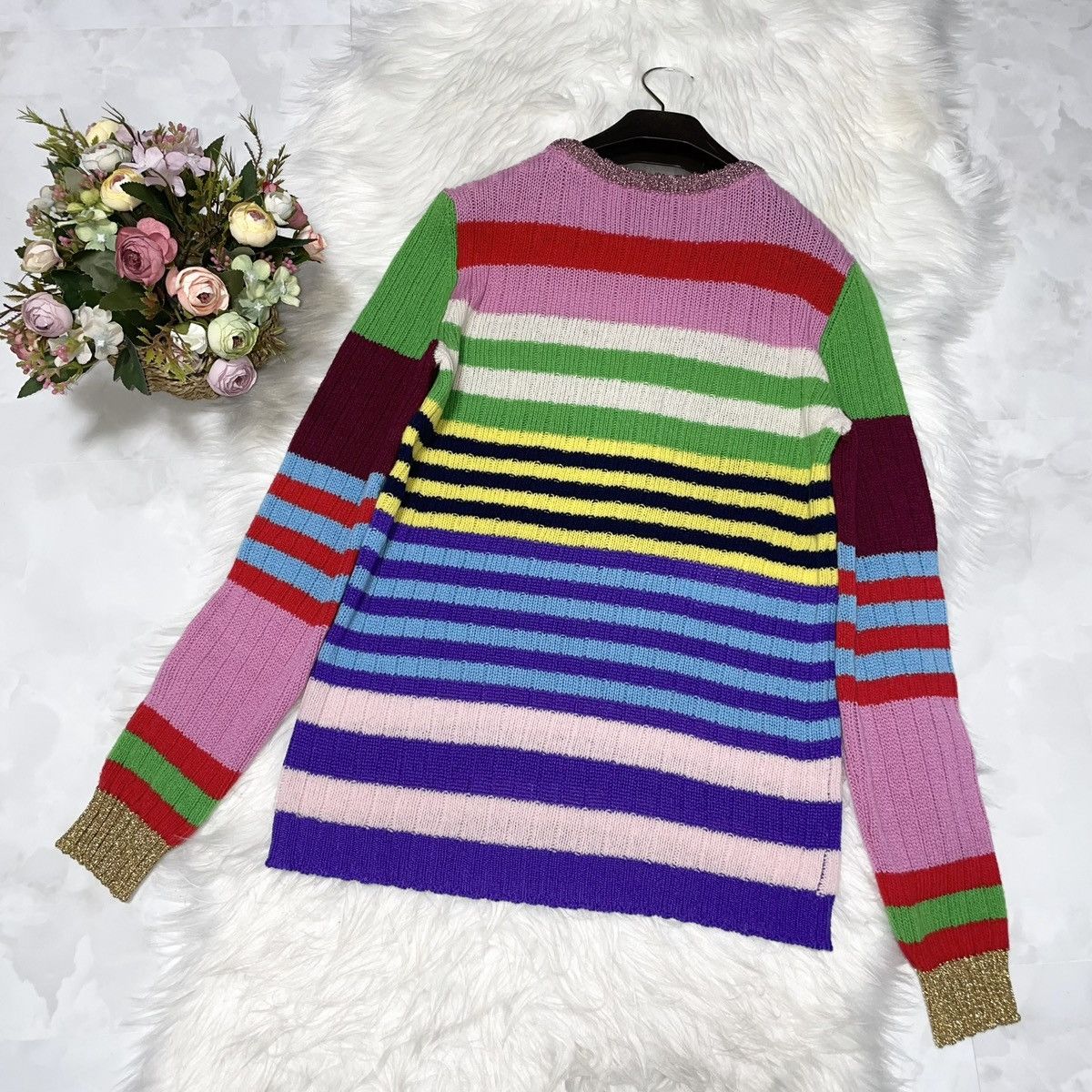 Gucci Authentic Gucci floral striped long-sleeved knit sweater XL Size XL / US 12-14 / IT 48-50 - 6 Thumbnail