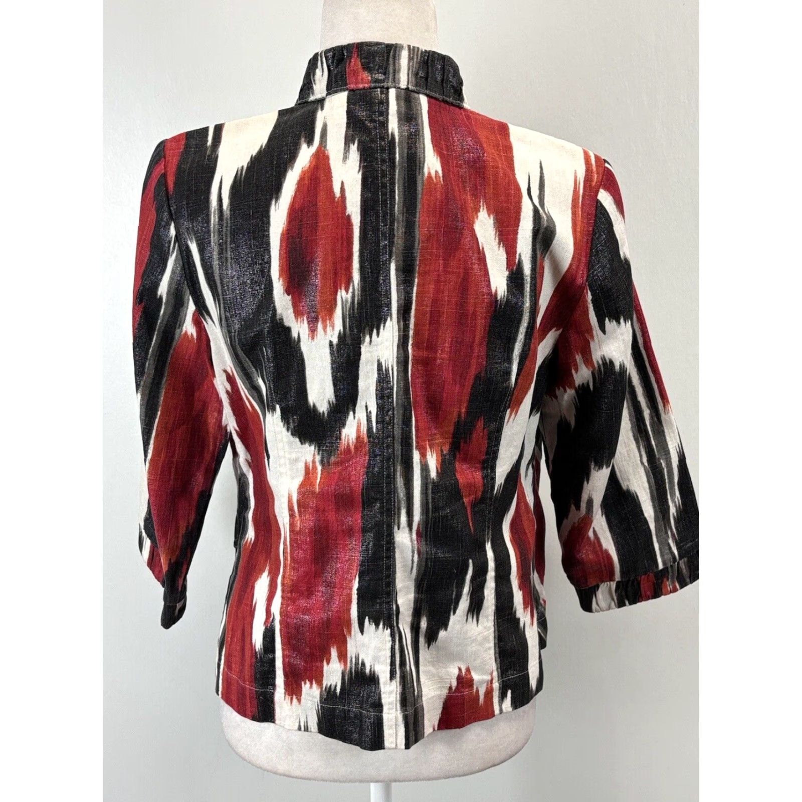 Vintage VINTAGE Chicos Linen Blazer Jacket Women's Small Red White Size S / US 4 / IT 40 - 3 Thumbnail
