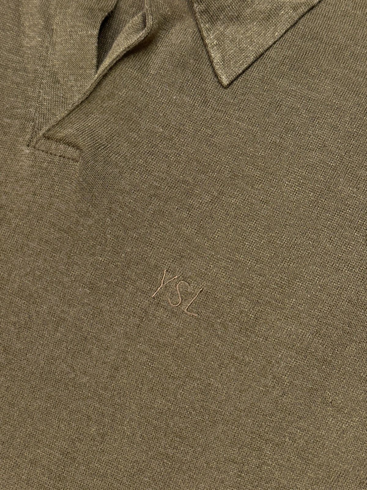 Vintage × Yves Saint Laurent Vintage Yves Saint Laurent Ysl brown gold Silk Polo Shirt Size US L / EU 52-54 / 3 - 4 Thumbnail