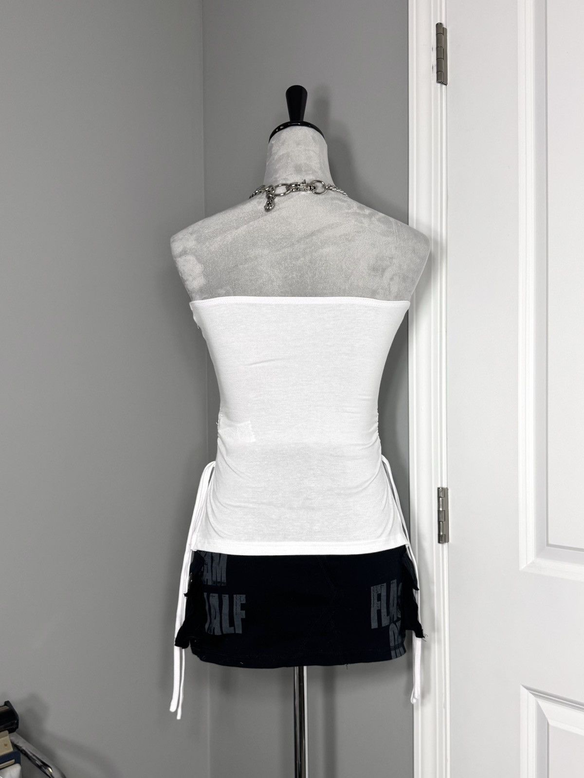 Other Y2K White & Silver Studded Cross Strapless Fold Over Top Size S / US 4 / IT 40 - 3 Thumbnail