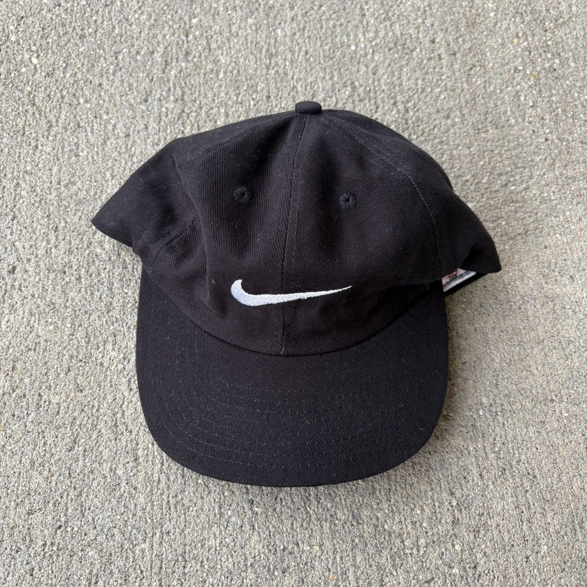 Nike × Vintage 1996 black nike swosh adjustable hat. Size ONE SIZE - 1 Thumbnail