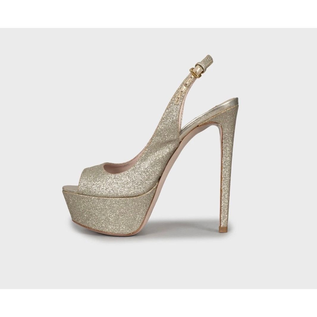 Miu Miu Miu Miu Gold Stiletto High Heel Sandals - Size 36 Size US 6 / IT 36 - 1 Thumbnail