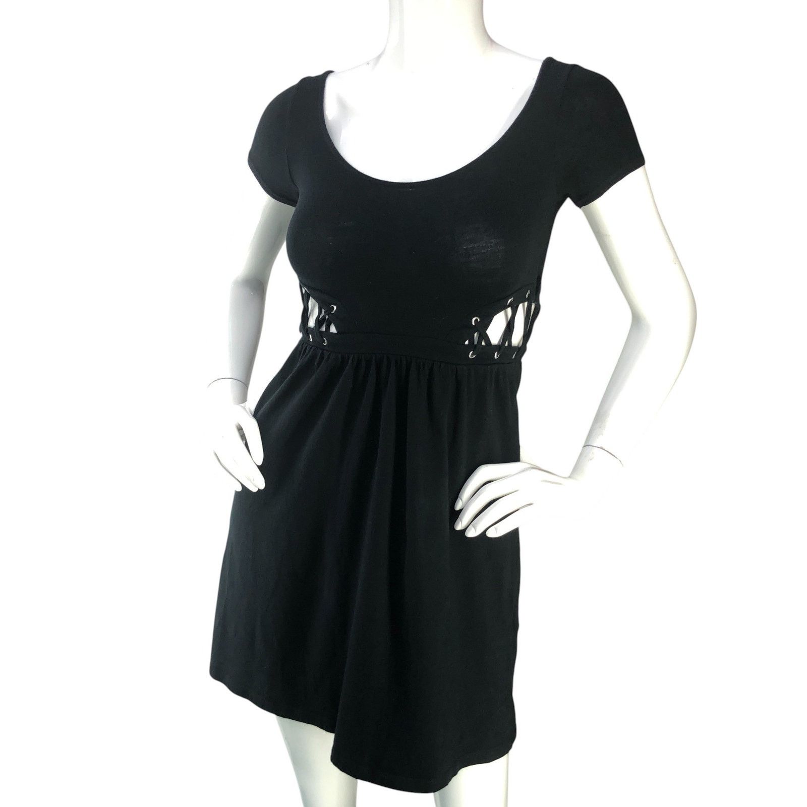 Asos Asos Size 00P Dress Cutout Side Lace Detail Backless Black Size XXS / US 00 / IT 34 - 2 Thumbnail