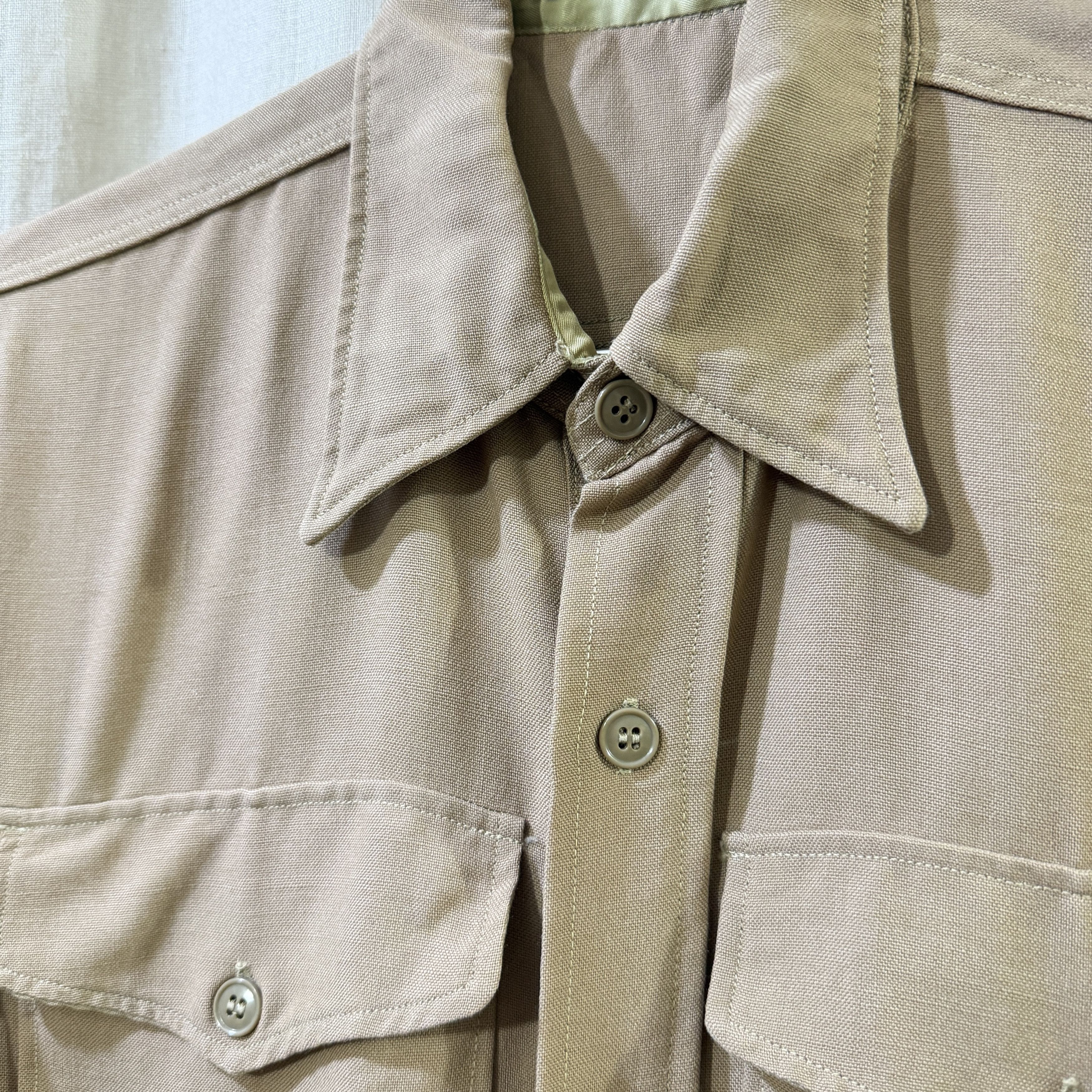 Vintage 1950s Tan Military Mohair Blend Field Shirt Size US M / EU 48-50 / 2 - 4 Thumbnail