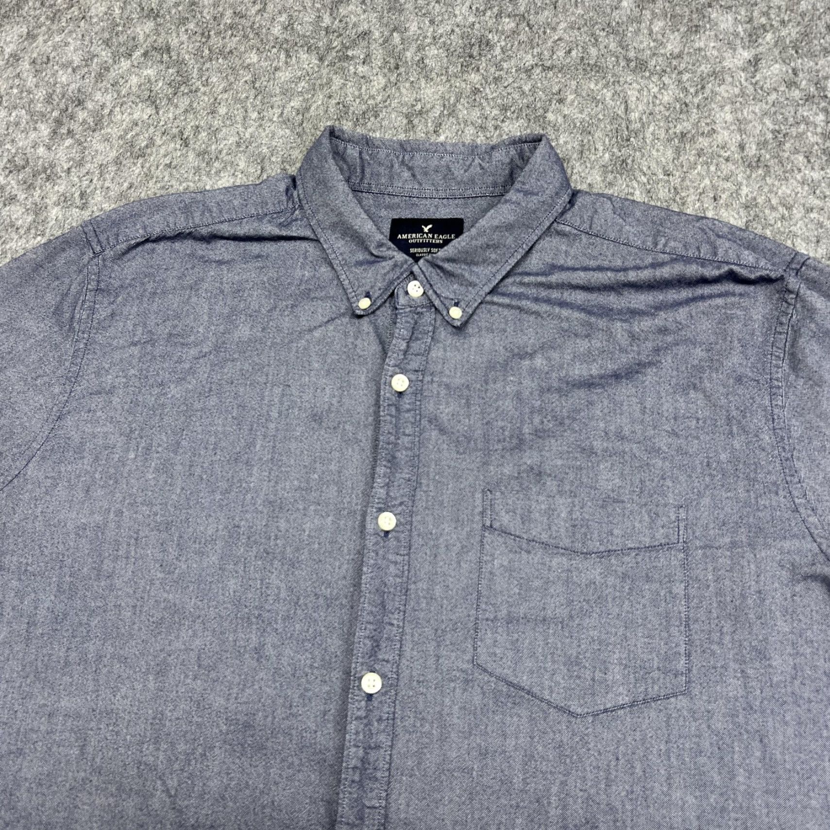 American Eagle Outfitters VINTAGE American Eagle Outfitters Shirt Mens 2XL Blue Button-Down Long Sleeve Classic Fit Soft Size US XXL / EU 58 / 5 - 4 Thumbnail