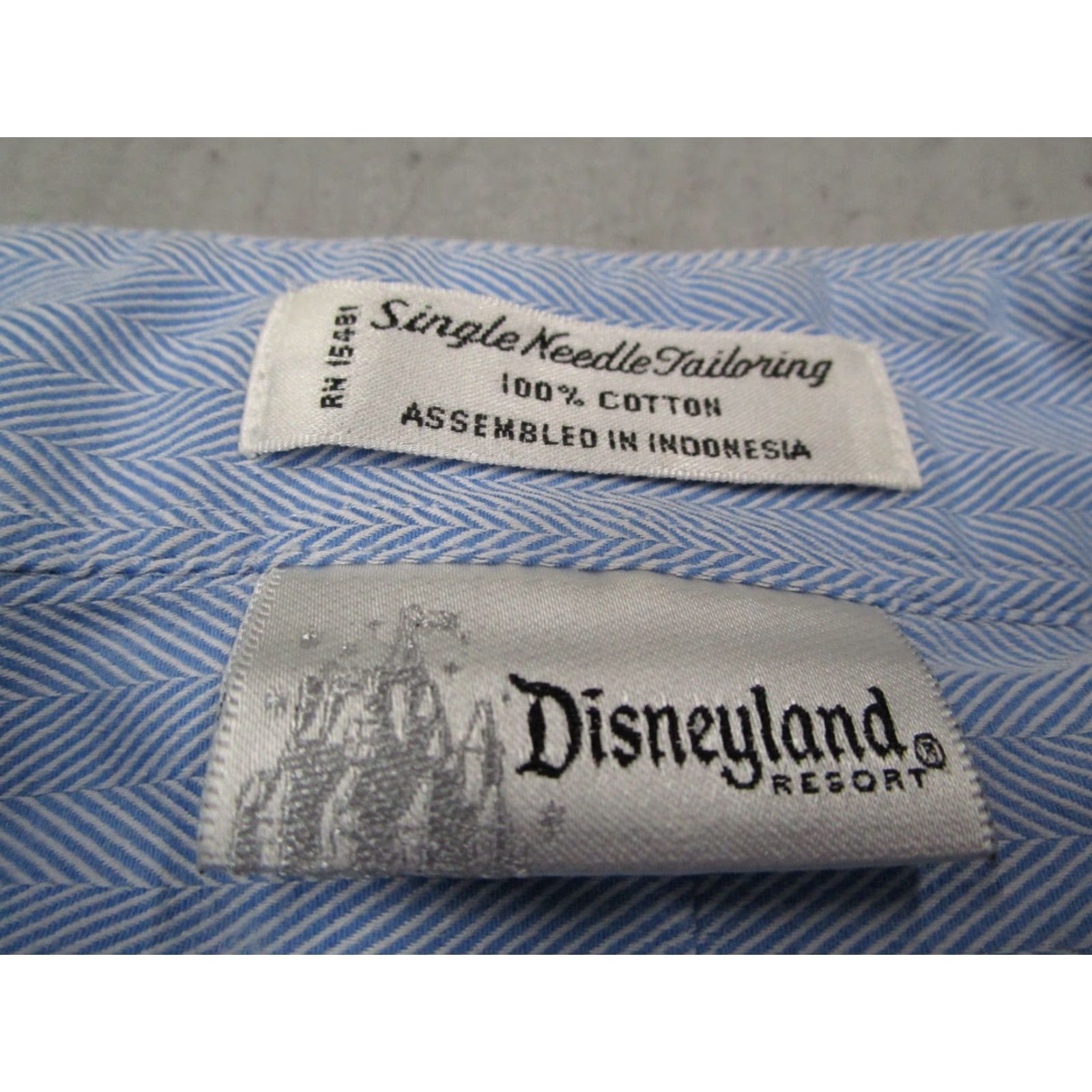 Disney Disneyland Resort Dress Shirt Mens XL Blue Button Up Mickey Mouse Size 46R - 2 Thumbnail