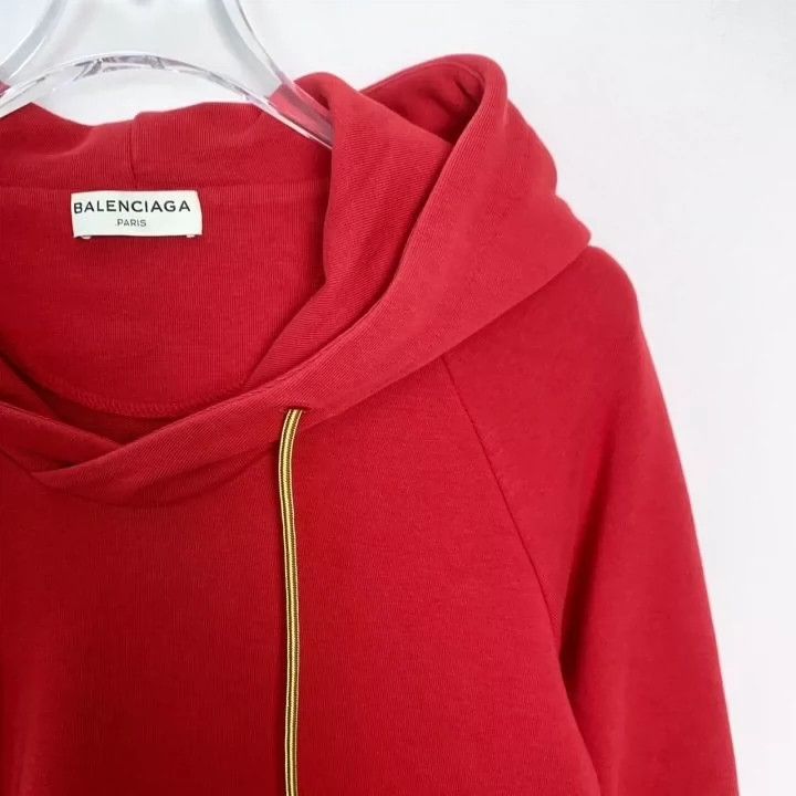 Balenciaga Balenciaga Red hooded drawstring long Sleeve hoodie Size US L / EU 52-54 / 3 - 3 Thumbnail