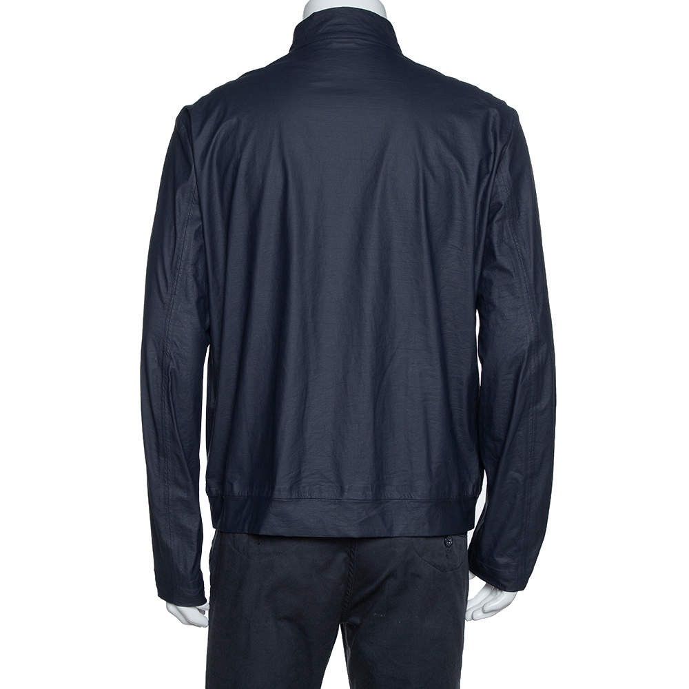Armani Armani Collezioni Navy Waxed Coated Light Jacket Size US L / EU 52-54 / 3 - 15 Thumbnail