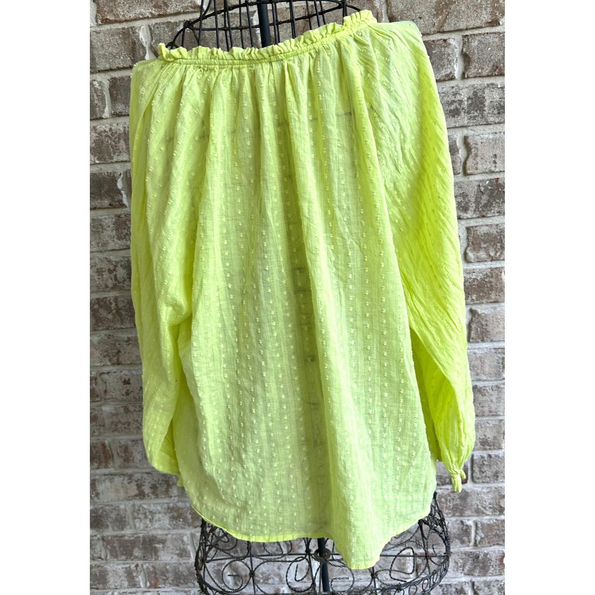 Designer J Crew Blouse XL Yellow Swiss Dot V Neck Long Dolman Style S Size XL / US 12-14 / IT 48-50 - 4 Thumbnail