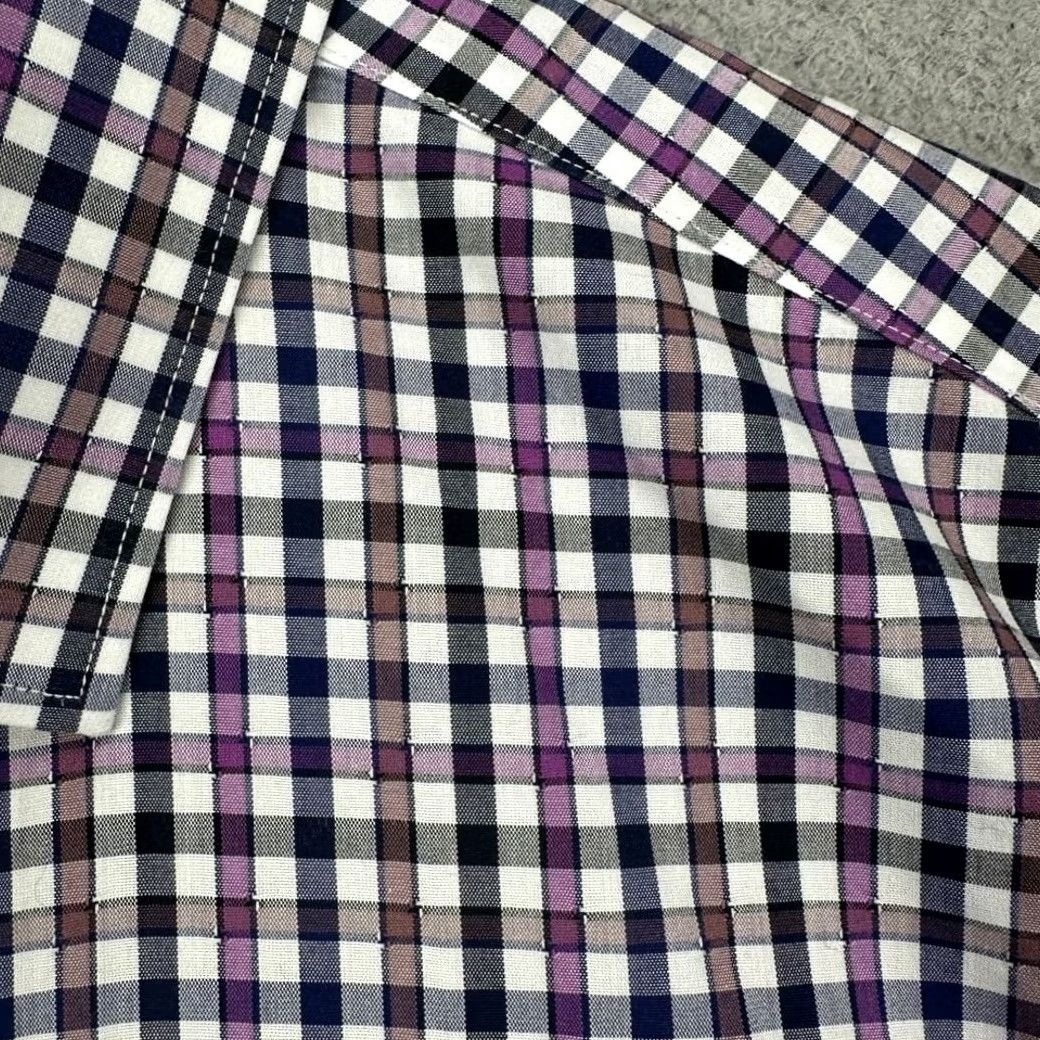 Banana Republic Banana Republic Grant Fit Adult Mens Button-Up Shirt Large Blue Purple Plaid Shirt Size US L / EU 52-54 / 3 - 3 Thumbnail