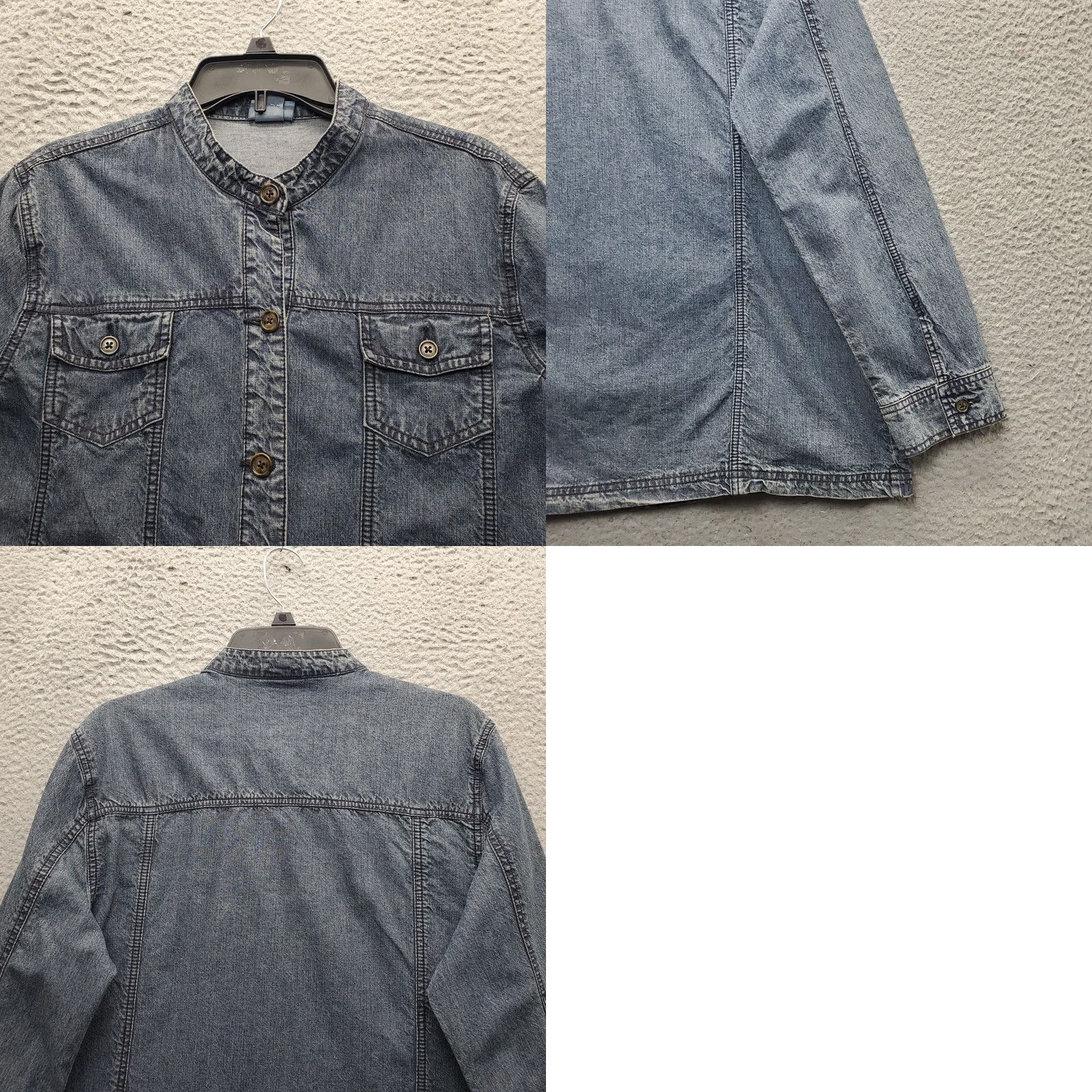 Vintage Classic Elements Trucker Jacket Womens XL Blue Denim Long Sleeve Button Front Size XL / US 12-14 / IT 48-50 - 8 Thumbnail