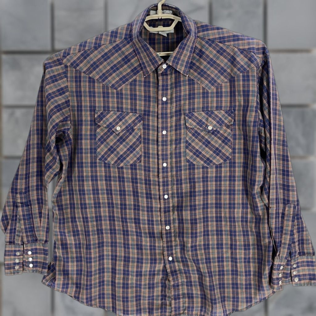 Vintage VINTAGE JJ COCHRAN Western Shirt Mens XL Blue Green Plaid Pearl Snaps Rodeo Cowboy FLAW Shirt Mens XL Blue Plaid Pearl Snaps Western Cowboy Rodeo FLAW Size US XL / EU 56 / 4 - 1 Thumbnail
