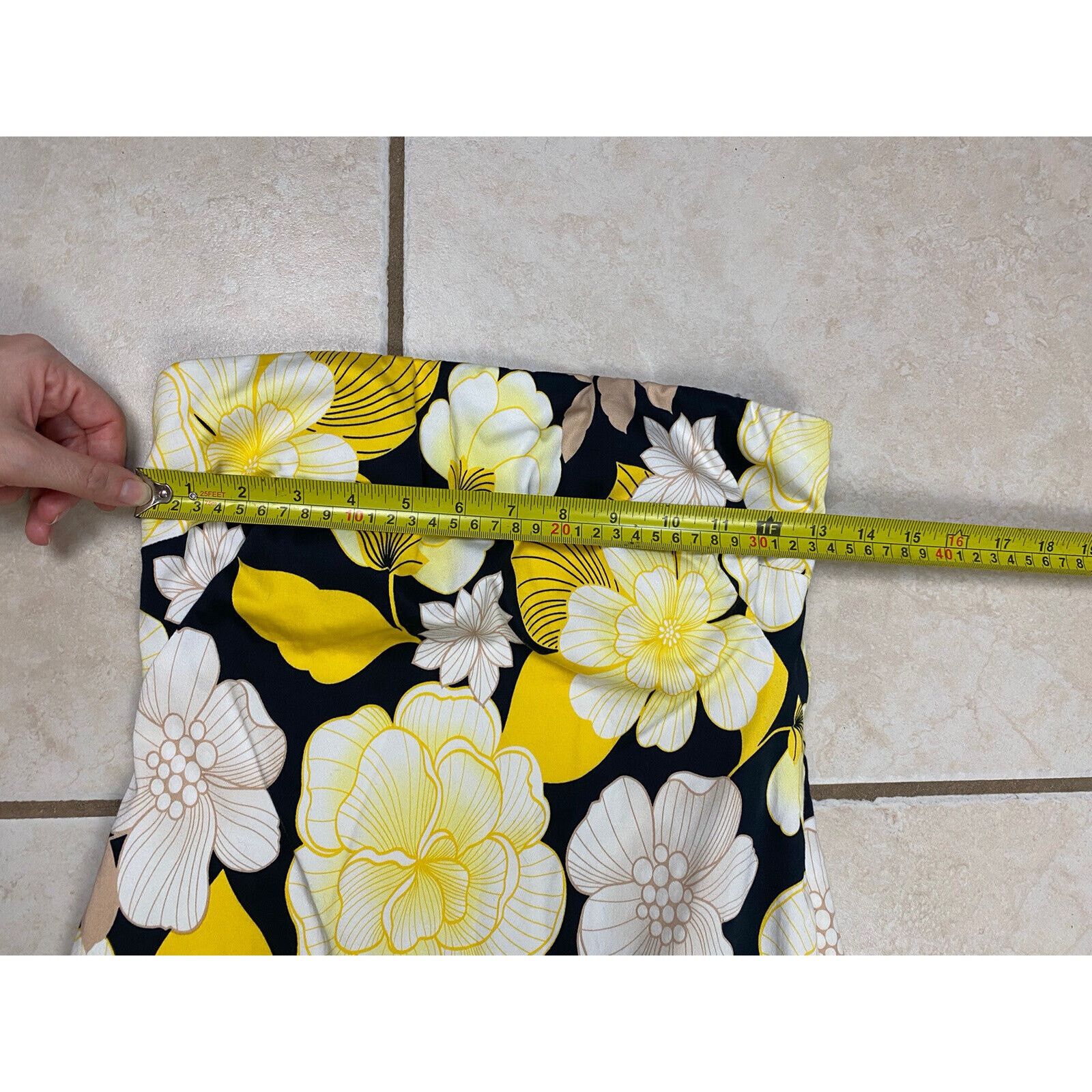 Other VTG Caché Floral Yellow Black White Strapless Dress USA Y2K Size XS / US 0-2 / IT 36-38 - 8 Thumbnail