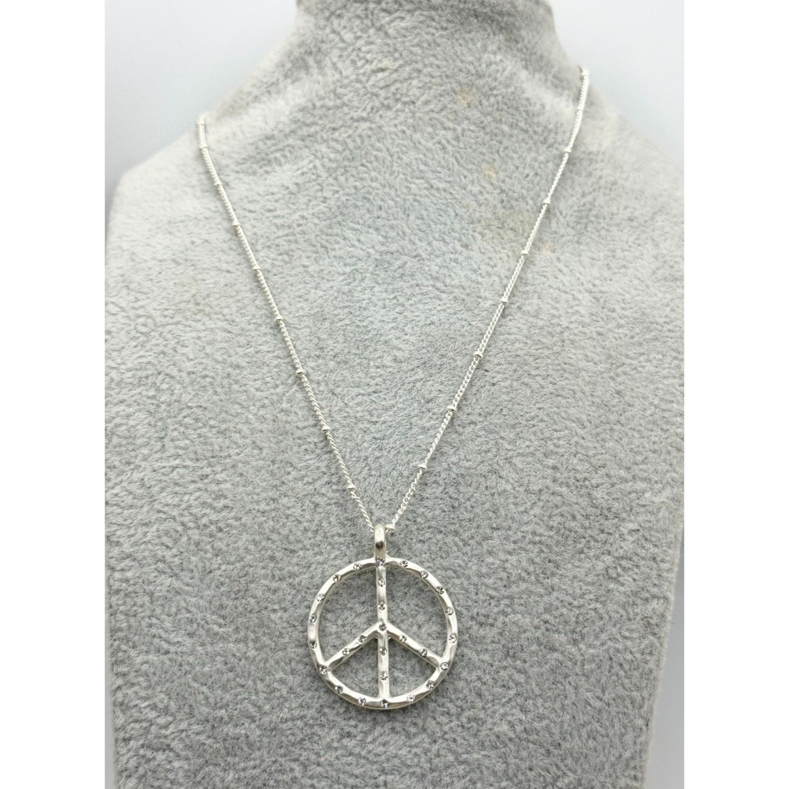 Vintage Vintage rhinestone peace sign pendant charm necklace Size ONE SIZE - 1 Thumbnail