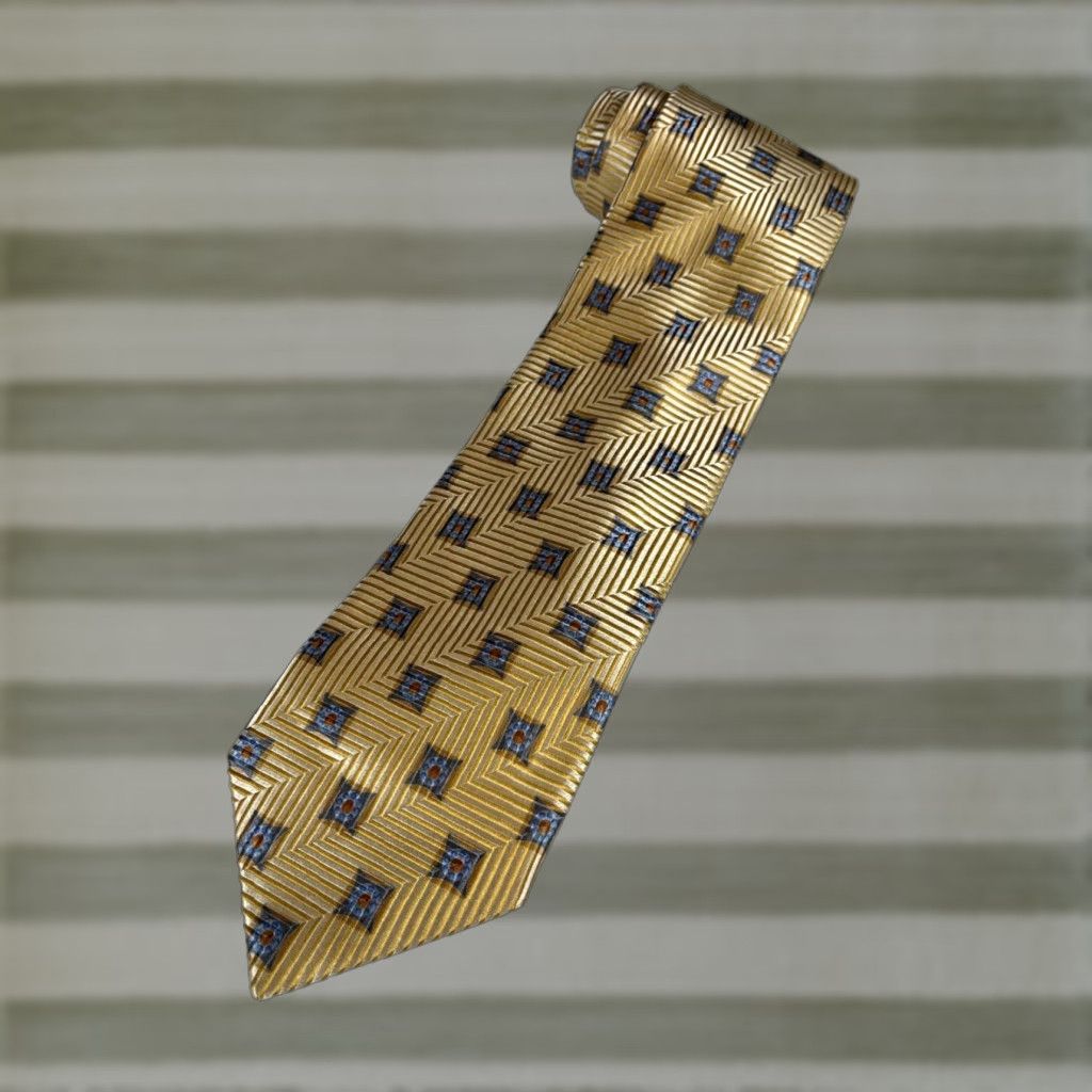 Ermenegildo Zegna VINTAGE Ermenegildo Zegna Silk Tie Foulard Gold Made in Italy Men’s Tie 57"-60" Wide 3.75" 100% Silk"} Size ONE SIZE - 1 Thumbnail