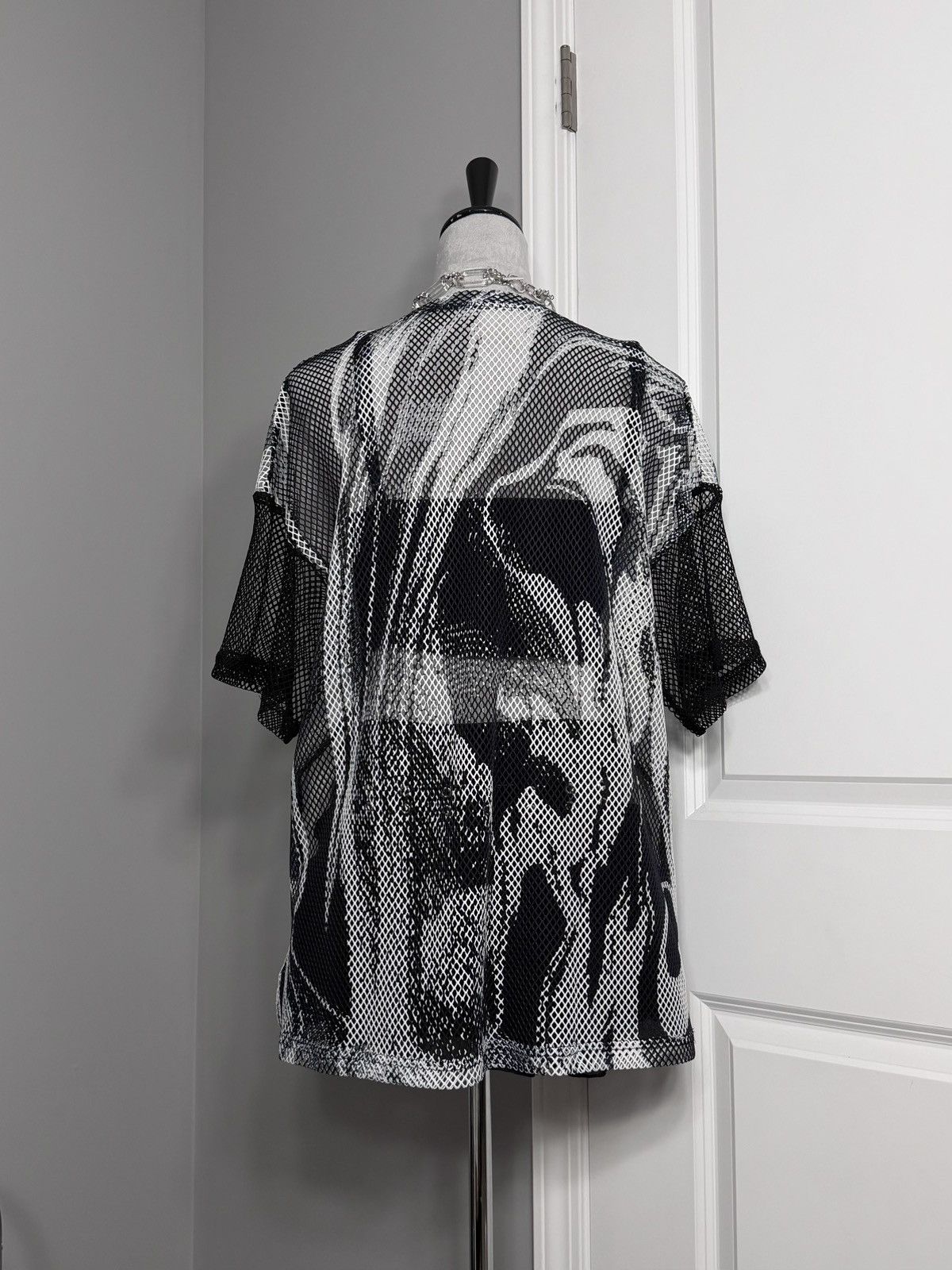 Other Punk Rave Unisex Mesh Graphic Black & White T-Shirt Size M / US 6-8 / IT 42-44 - 8 Thumbnail