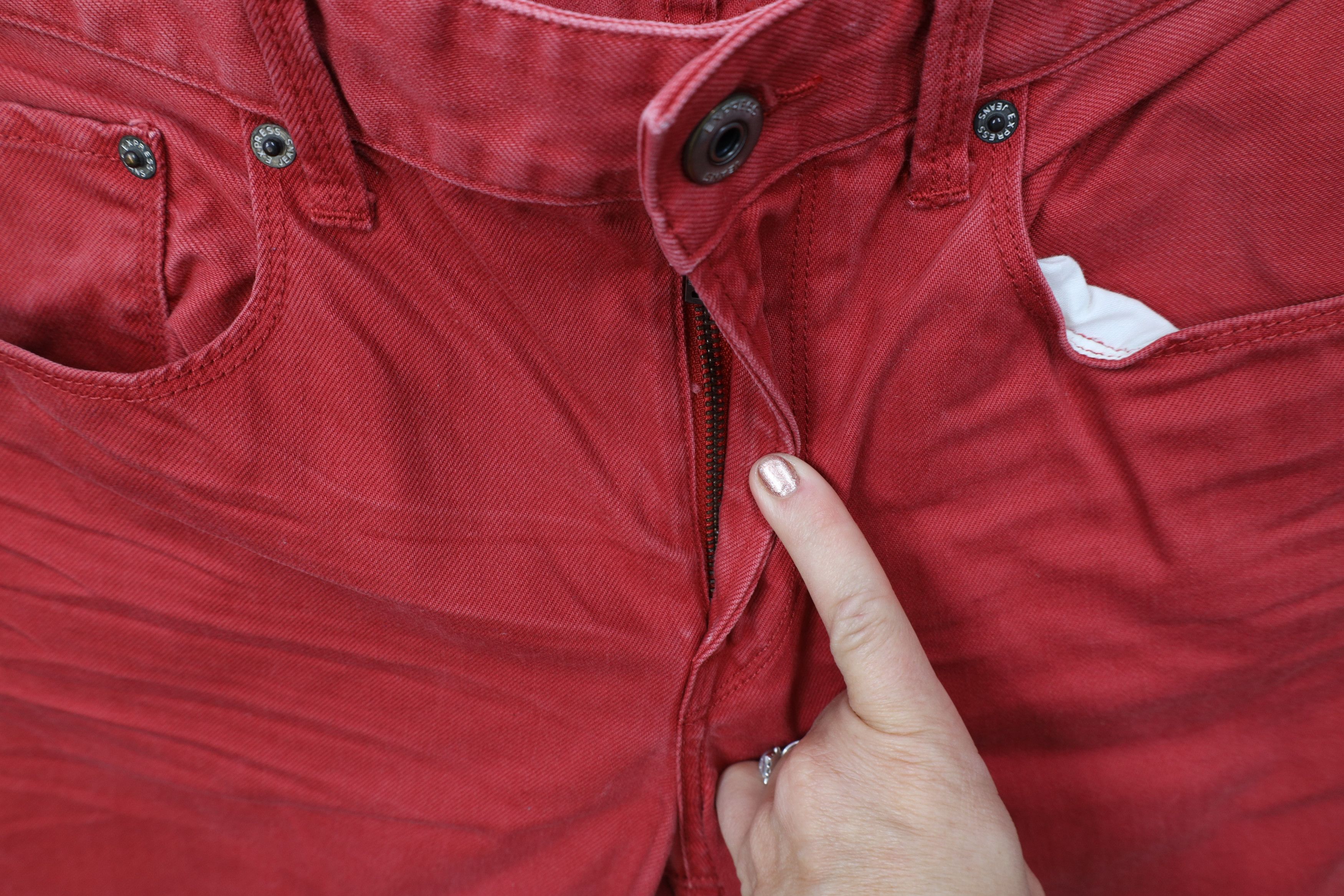 Express Express Rocco Slim Fit Skinny Leg Denim Jeans Red Cotton Size US 32 / EU 48 - 6 Thumbnail