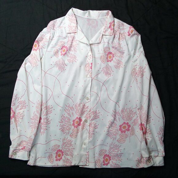 Vintage Vintage 70s Abstract Floral Polyester Disco Shirt Size M / US 6-8 / IT 42-44 - 2 Thumbnail