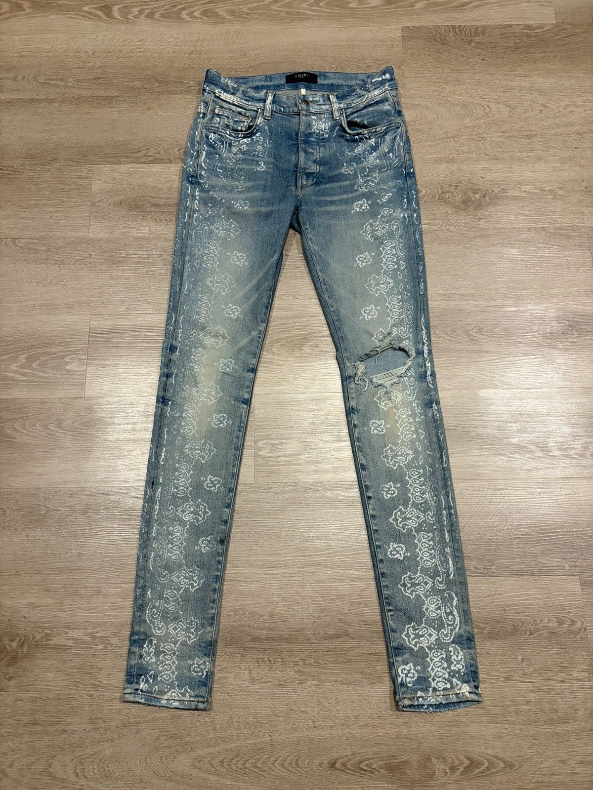 Amiri Amiri Blue Paisley Flame Black Denim Jeans Size 30 | Grailed