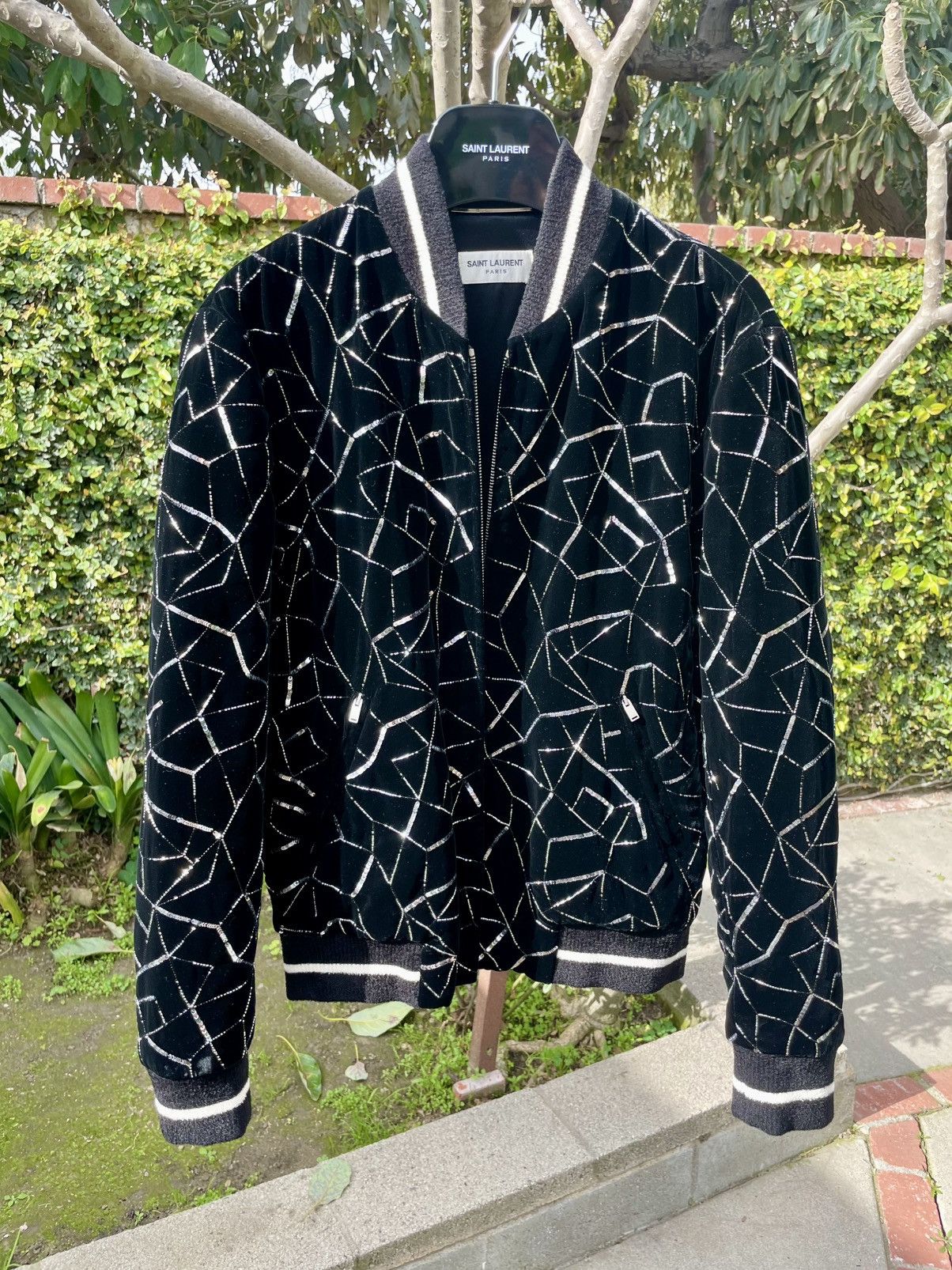 Saint Laurent Paris Saint Laurent Paris Teddy Varsity Sequin Bomber Jacket Black Size US S / EU 44-46 / 1 - 1 Thumbnail