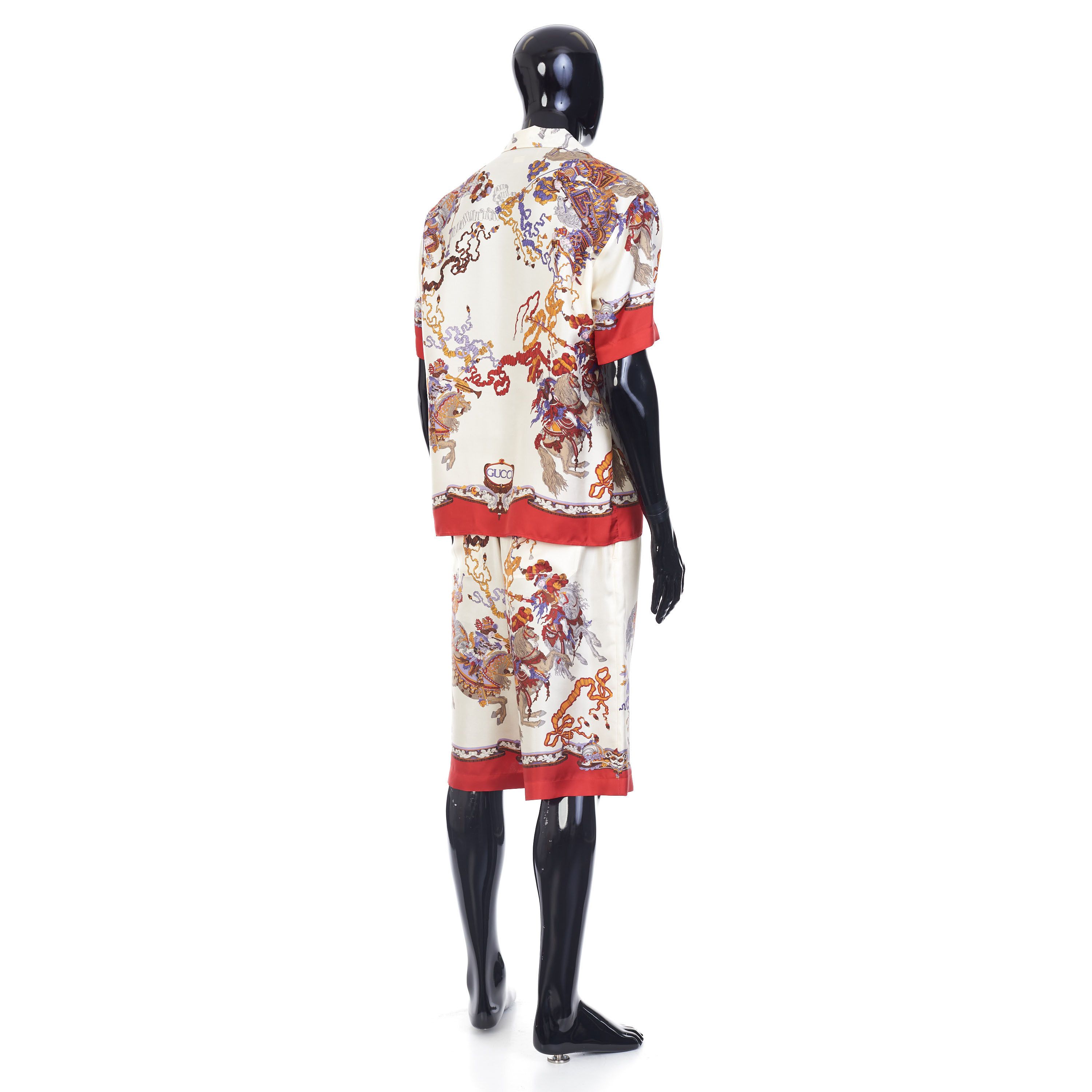 Gucci Bowling Shirt In Ivory And Red Printed Silk Size US M / EU 48-50 / 2 - 6 Thumbnail