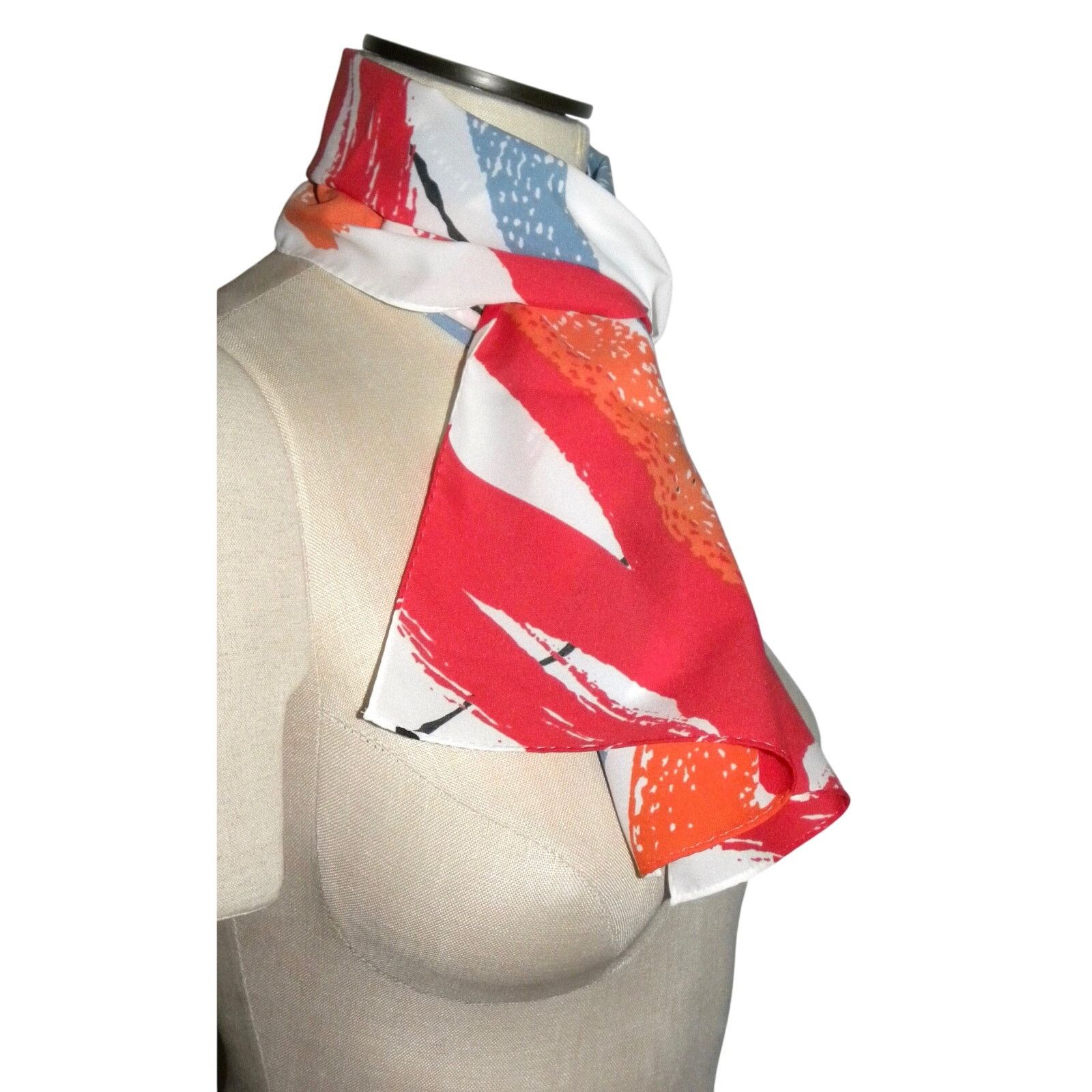 Vintage 70s Neck Scarf Bow Bold MOD Hair Scarf | 53" x 9.25" Size ONE SIZE - 7 Thumbnail